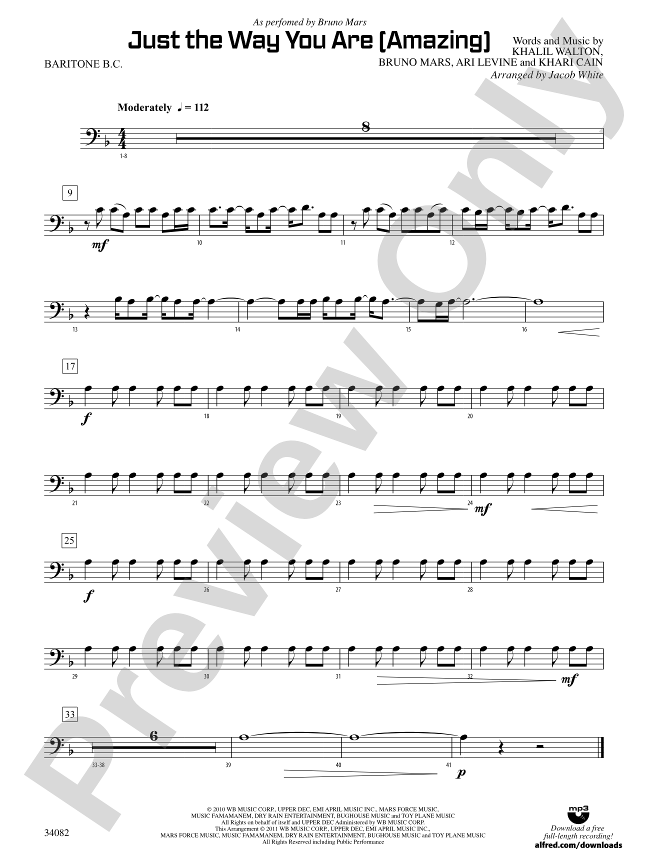 Just the Way You Are (Amazing): Baritone B.C.