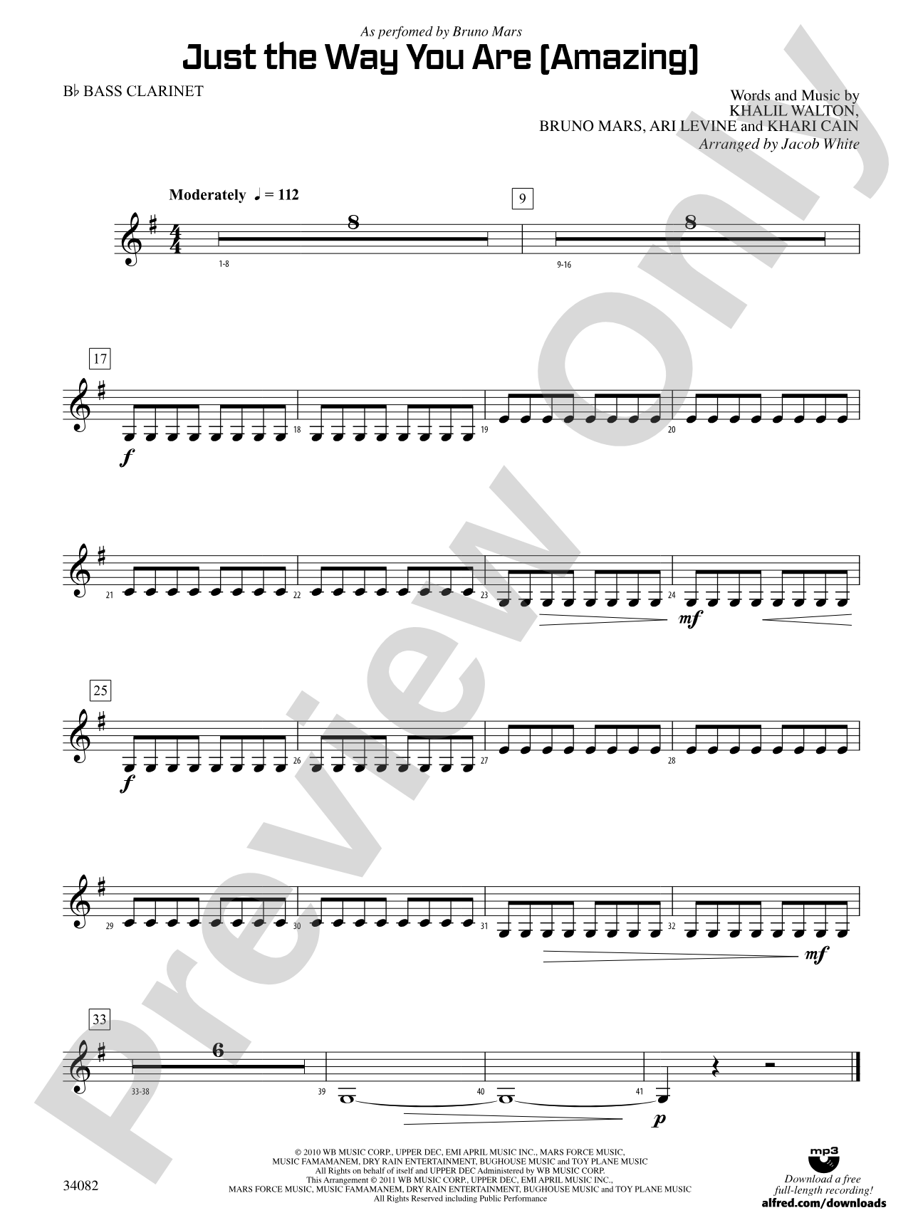 Just the Way You Are (Amazing): B-flat Bass Clarinet