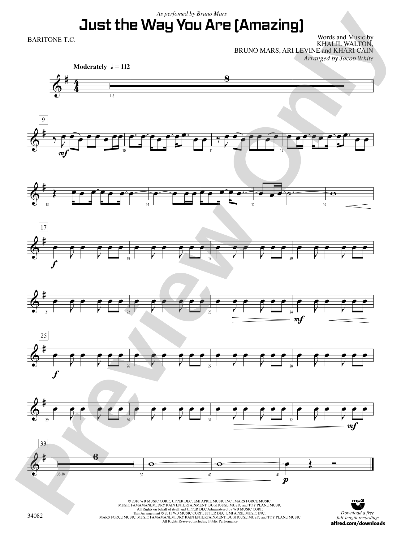 Just the Way You Are (Amazing): Baritone T.C.