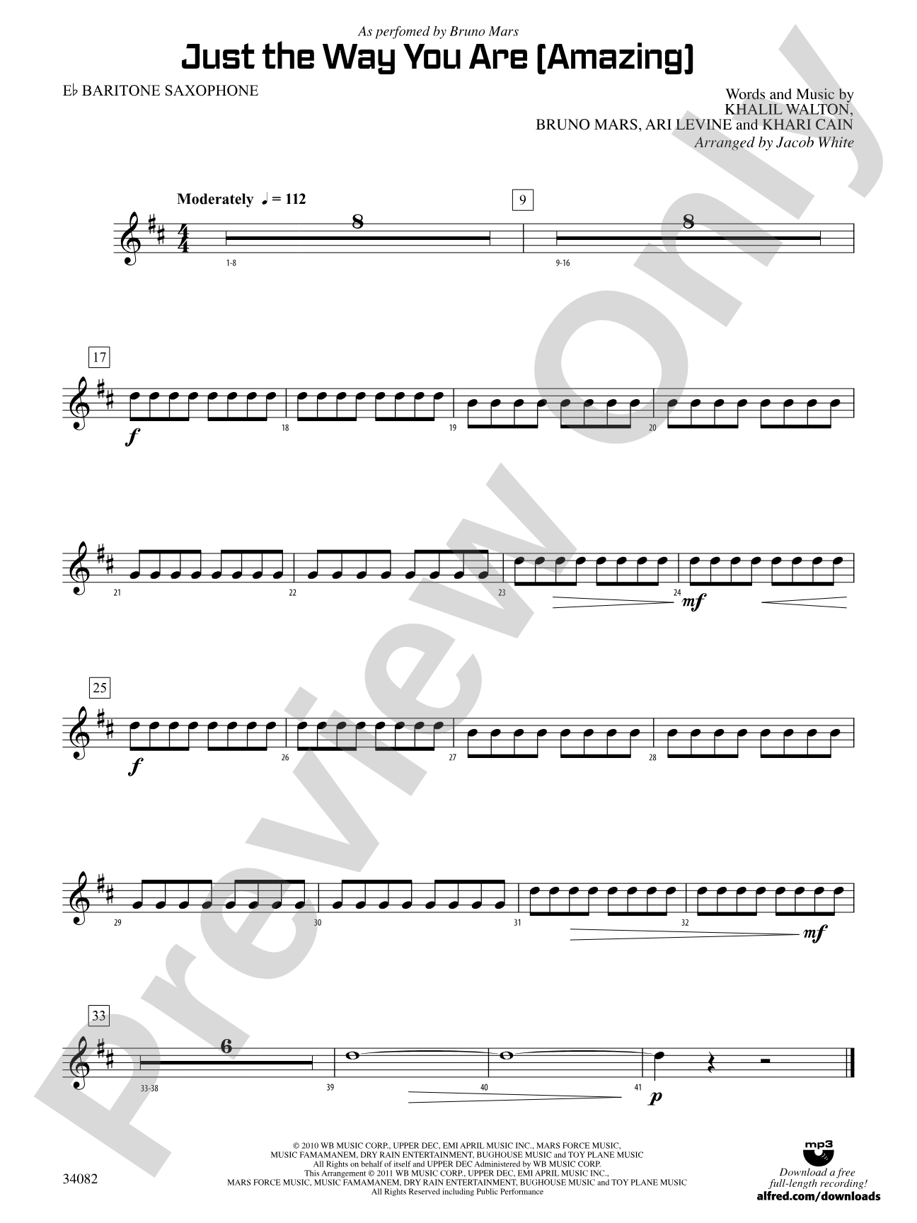 Just the Way You Are (Amazing): E-flat Baritone Saxophone
