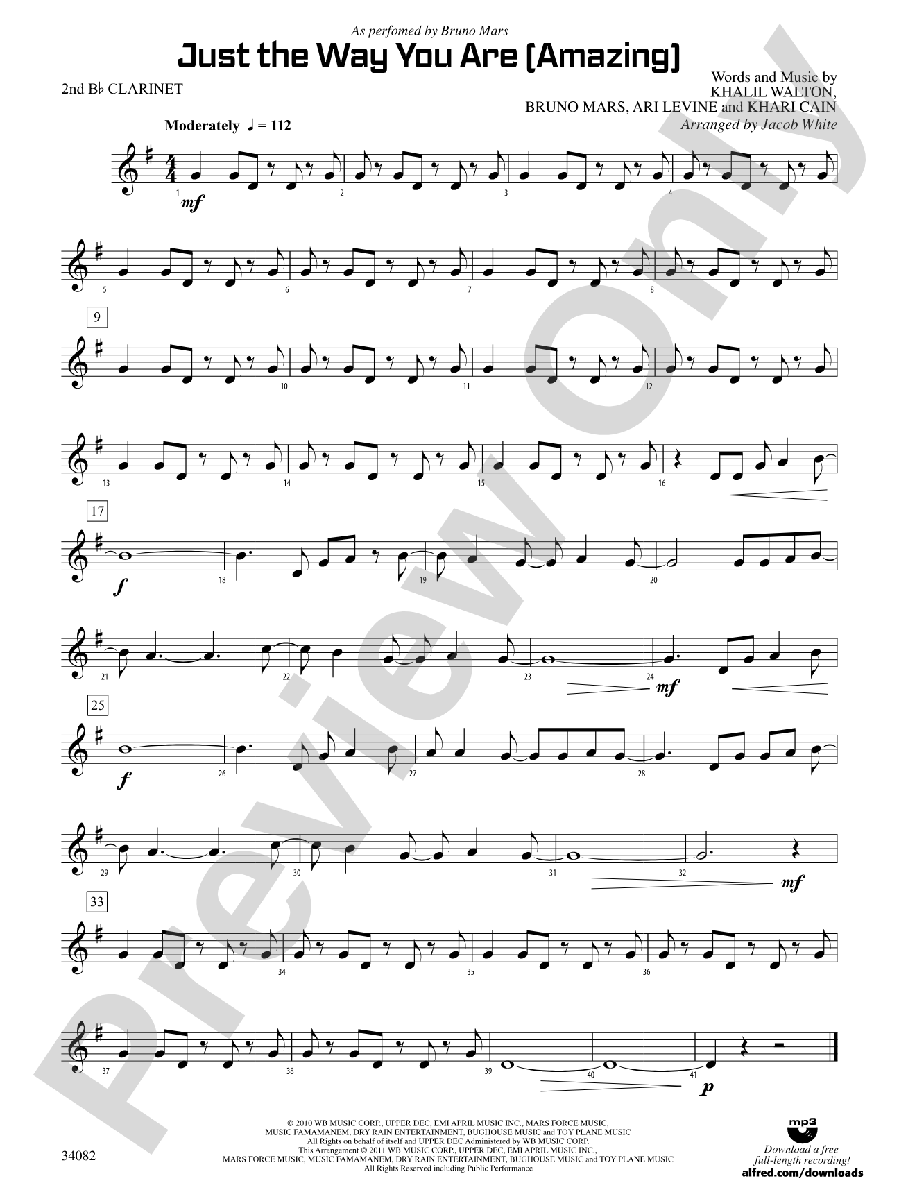 Just the Way You Are (Amazing): 2nd B-flat Clarinet