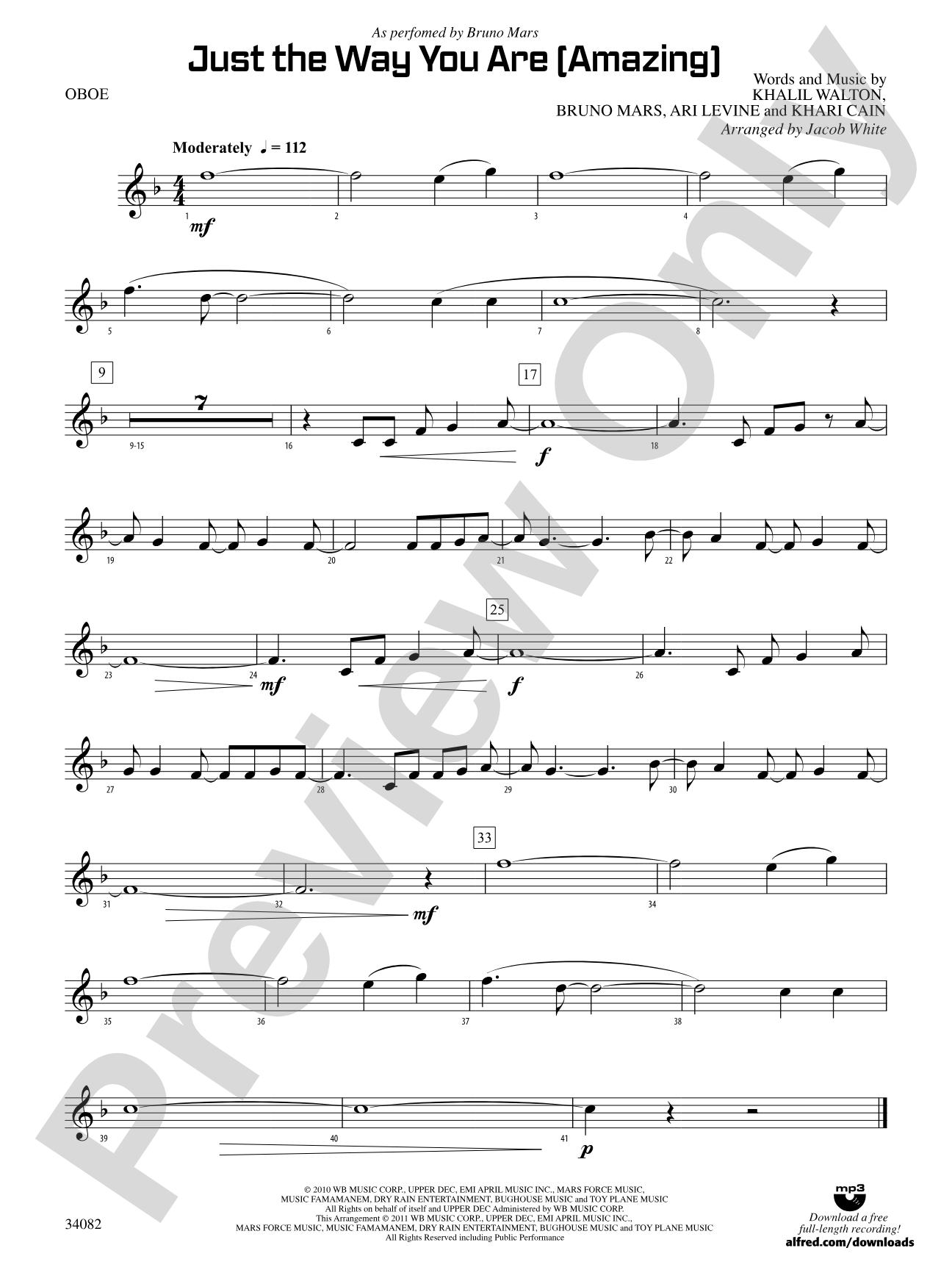 Just the Way You Are (Amazing): Oboe