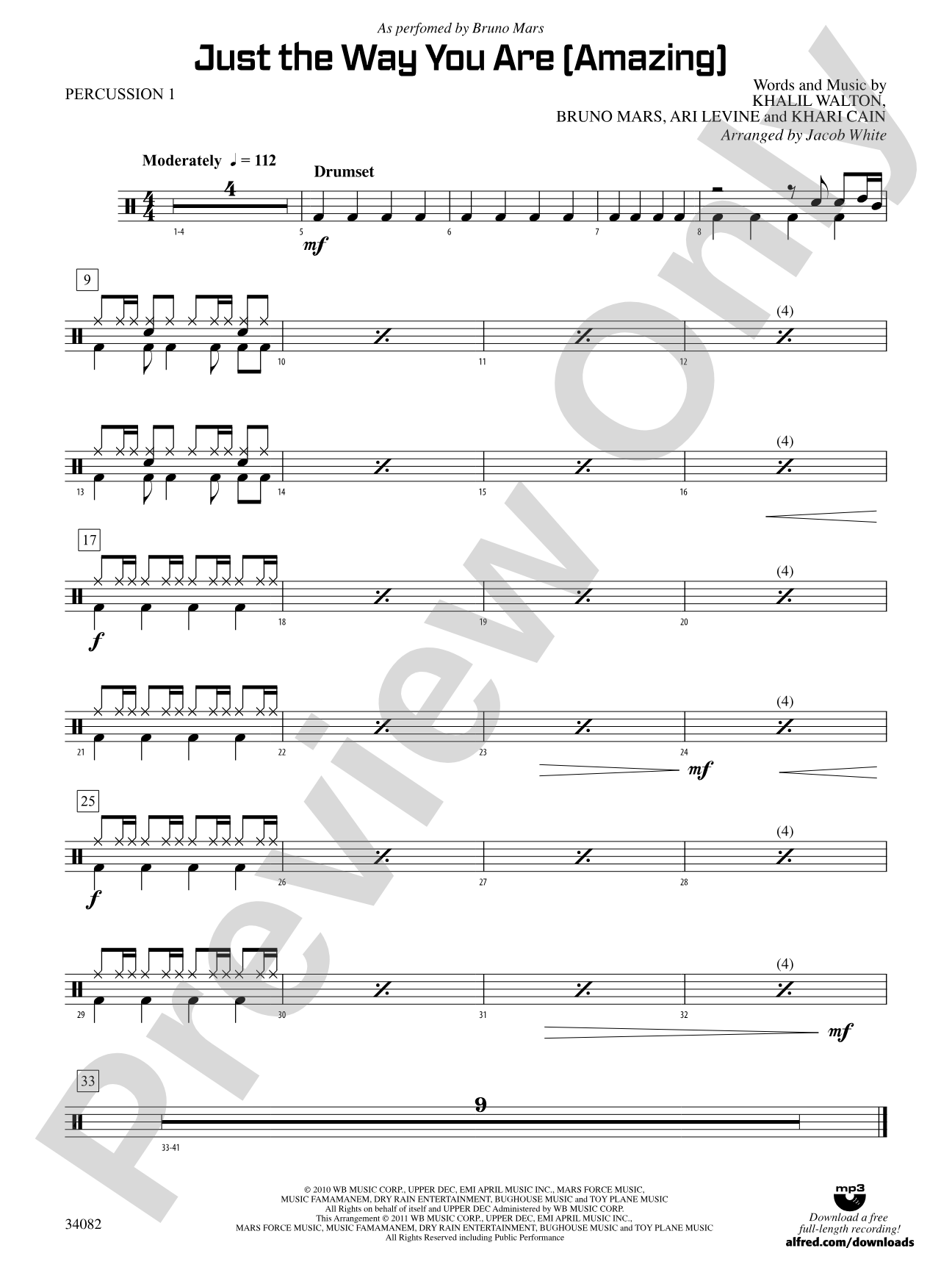 Just the Way You Are (Amazing): 1st Percussion