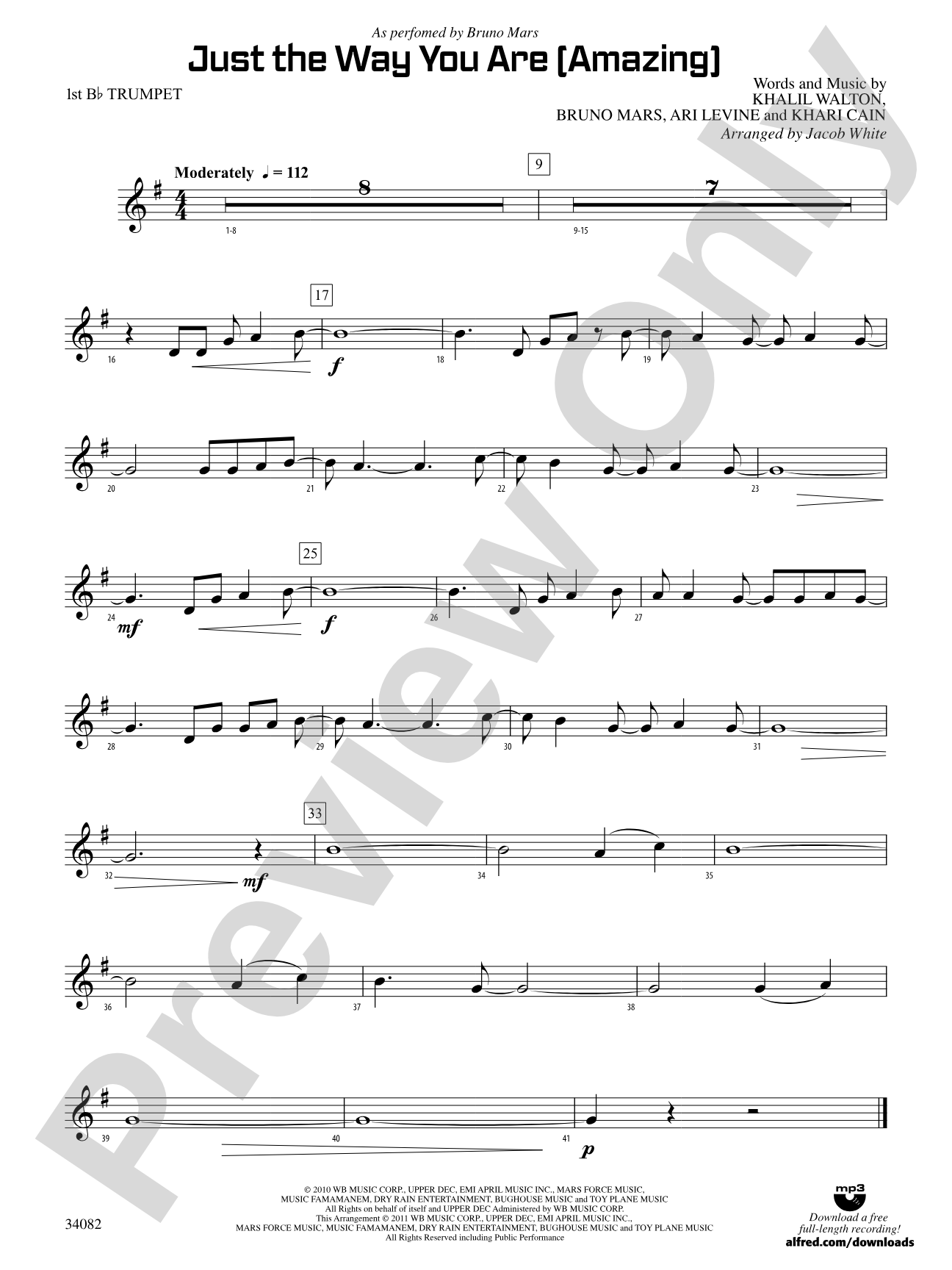 Just the Way You Are (Amazing): 1st B-flat Trumpet