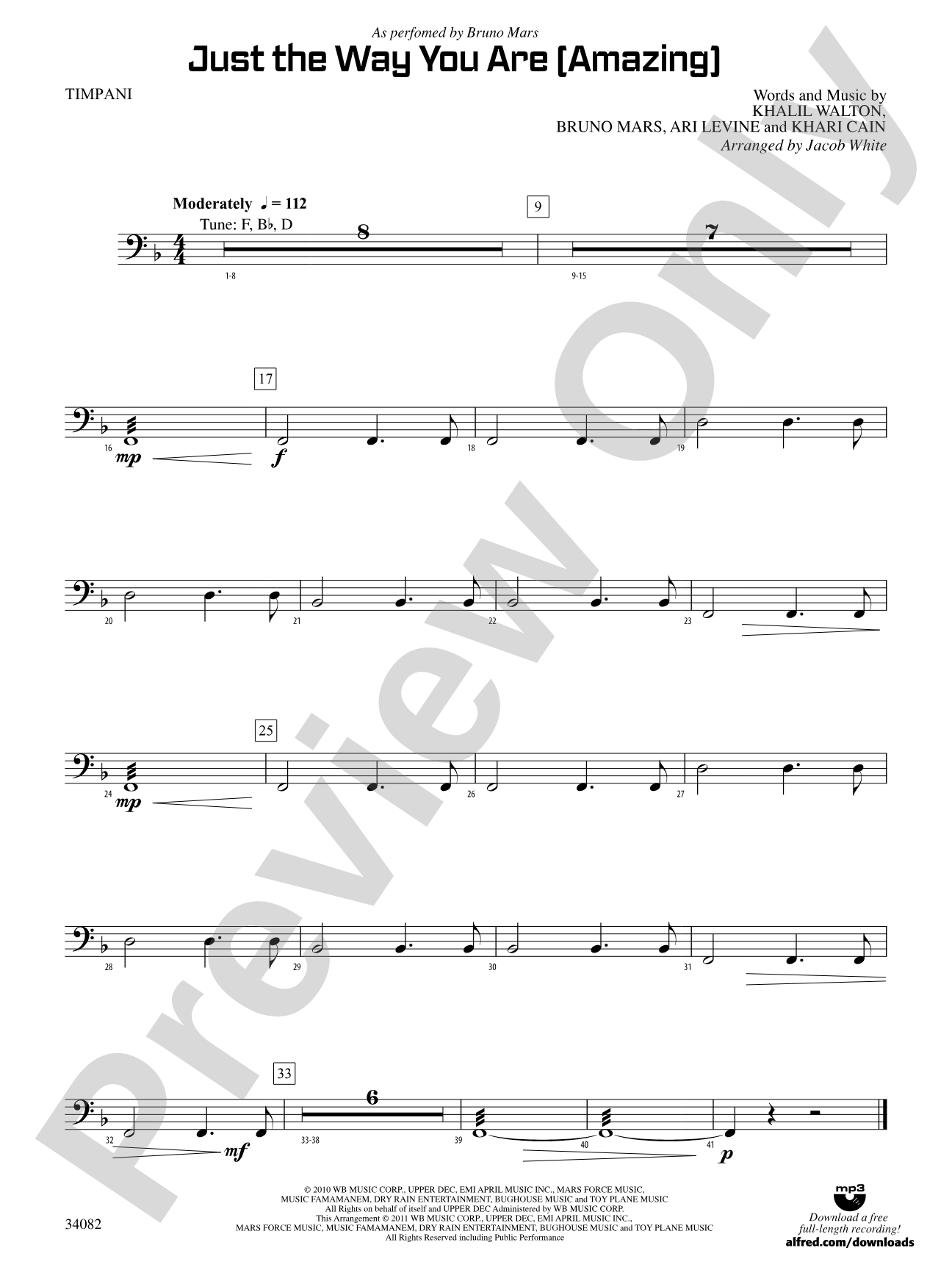Just the Way You Are (Amazing): Timpani