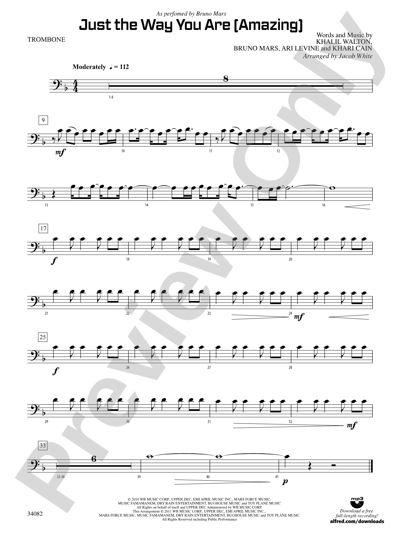 Just the Way You Are (Amazing): 1st Trombone