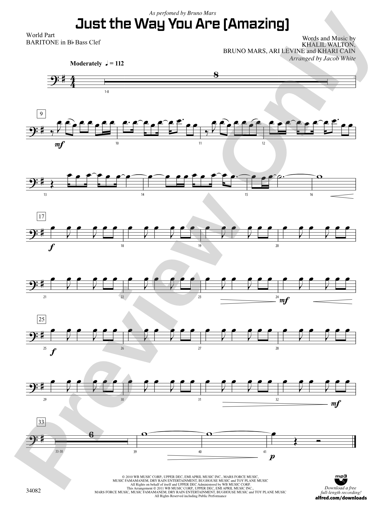 Just the Way You Are (Amazing): (wp) Bb Baritone B.C. 1