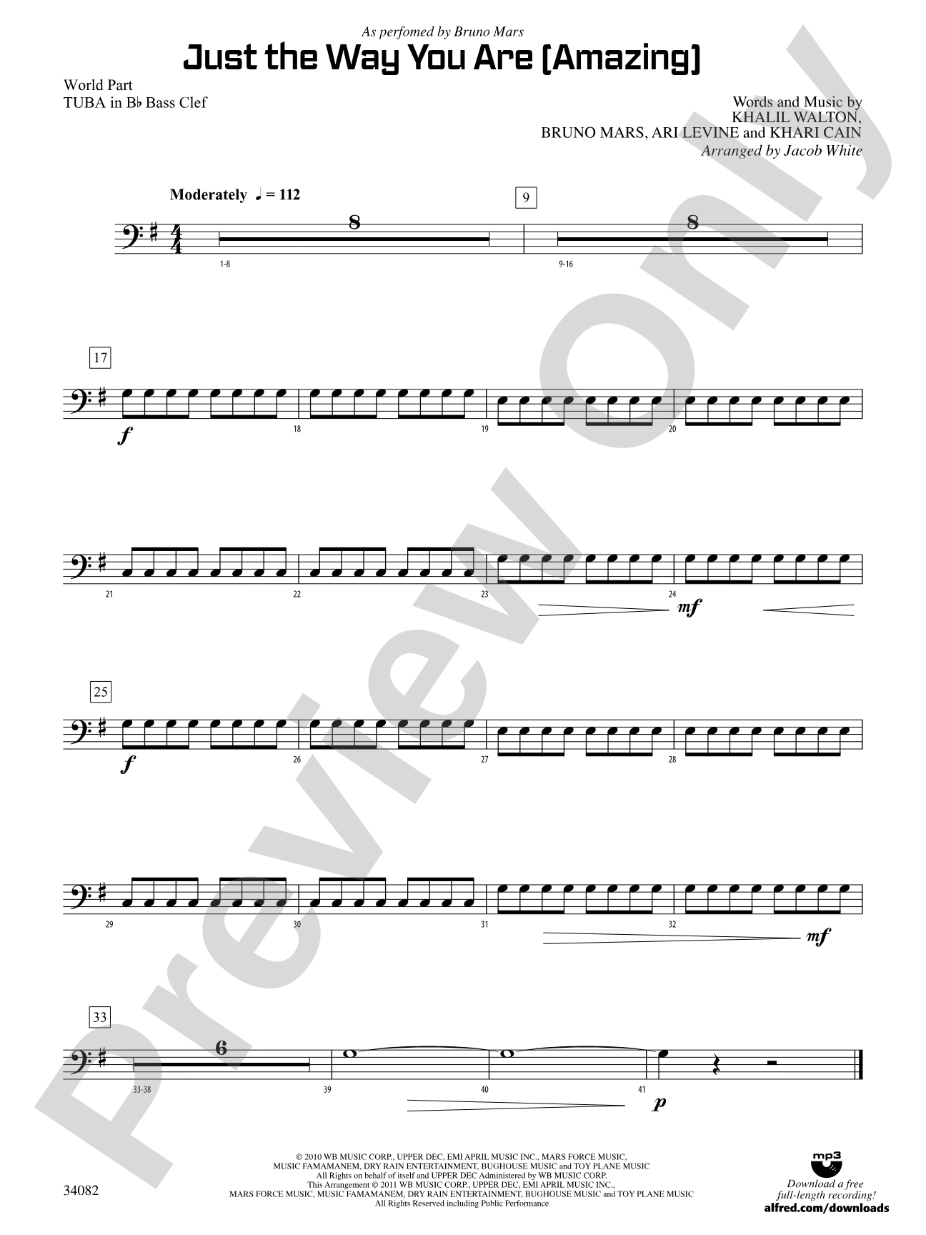 Just the Way You Are (Amazing): (wp) B-flat Tuba B.C.