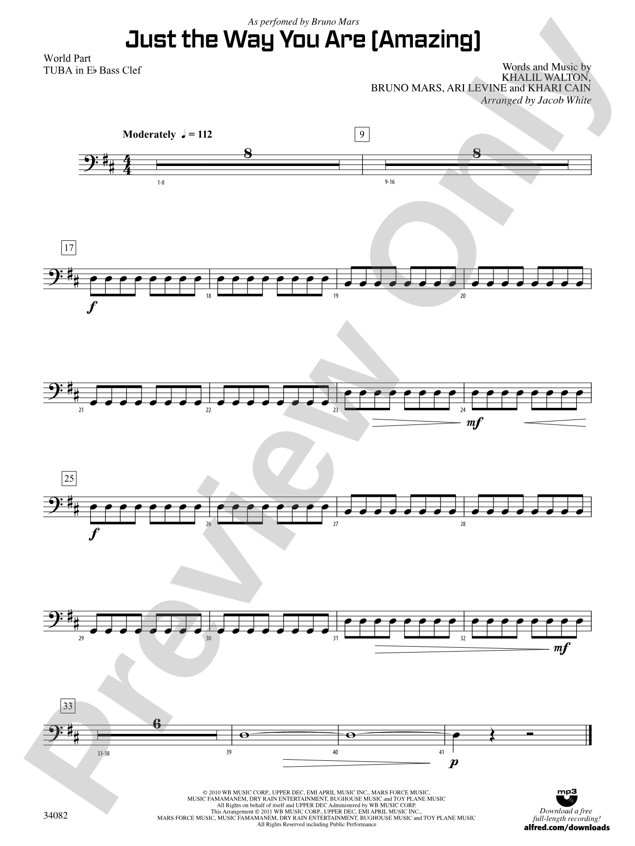 Just the Way You Are (Amazing): (wp) E-flat Tuba B.C.