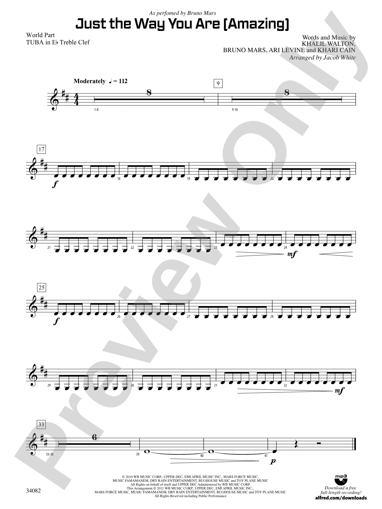 Just the Way You Are (Amazing): (wp) E-flat Tuba T.C.