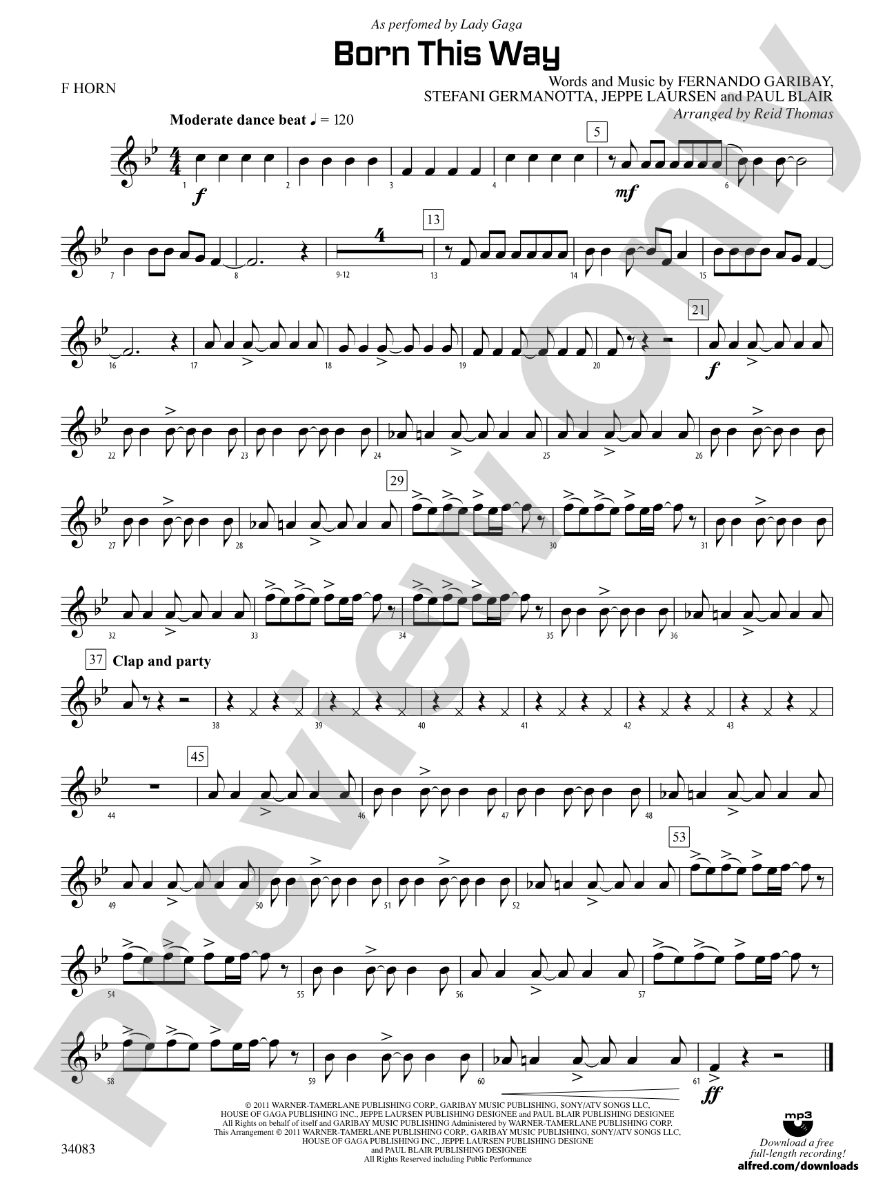 Born This Way: 1st F Horn