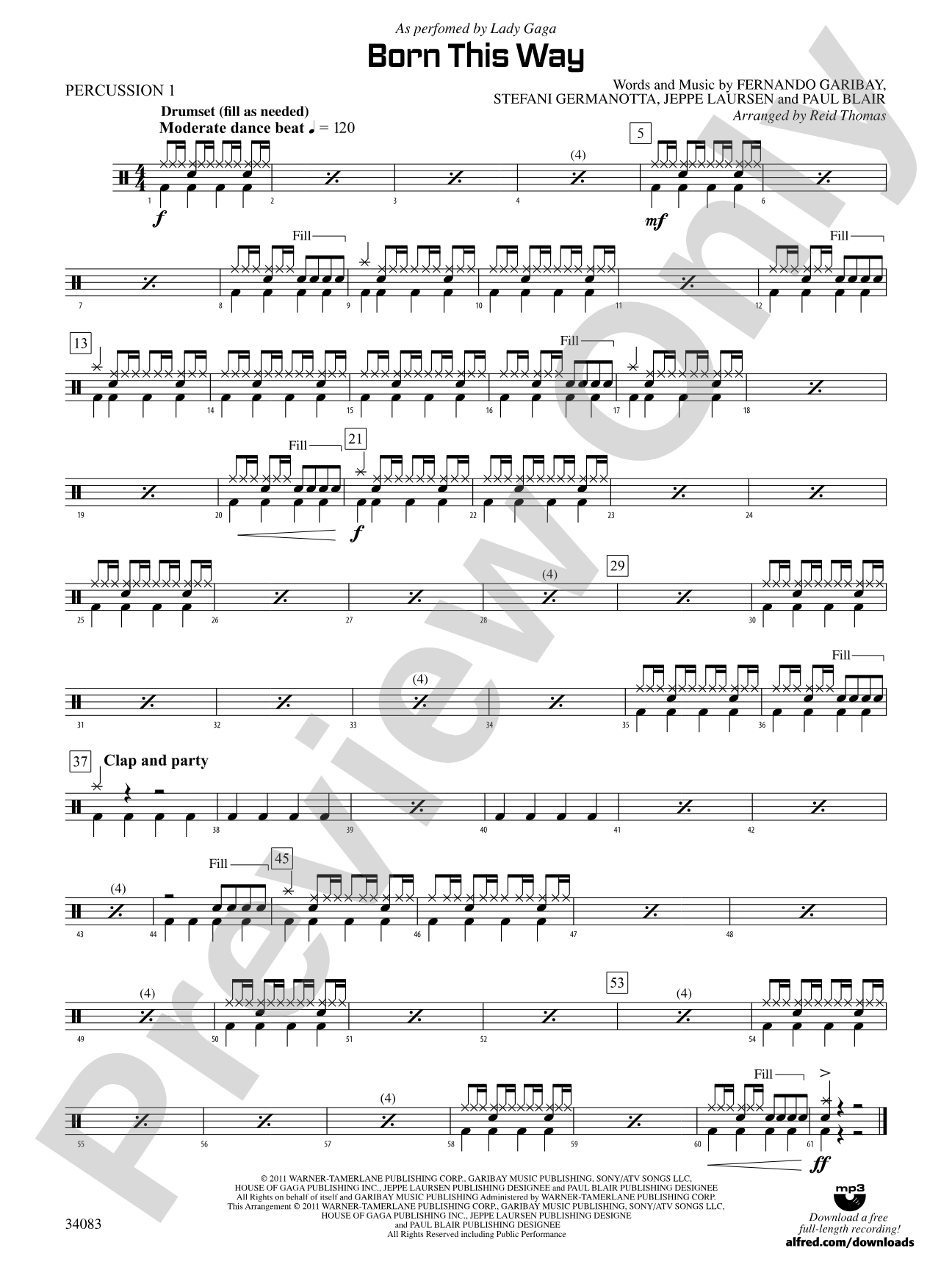 Born This Way: 1st Percussion