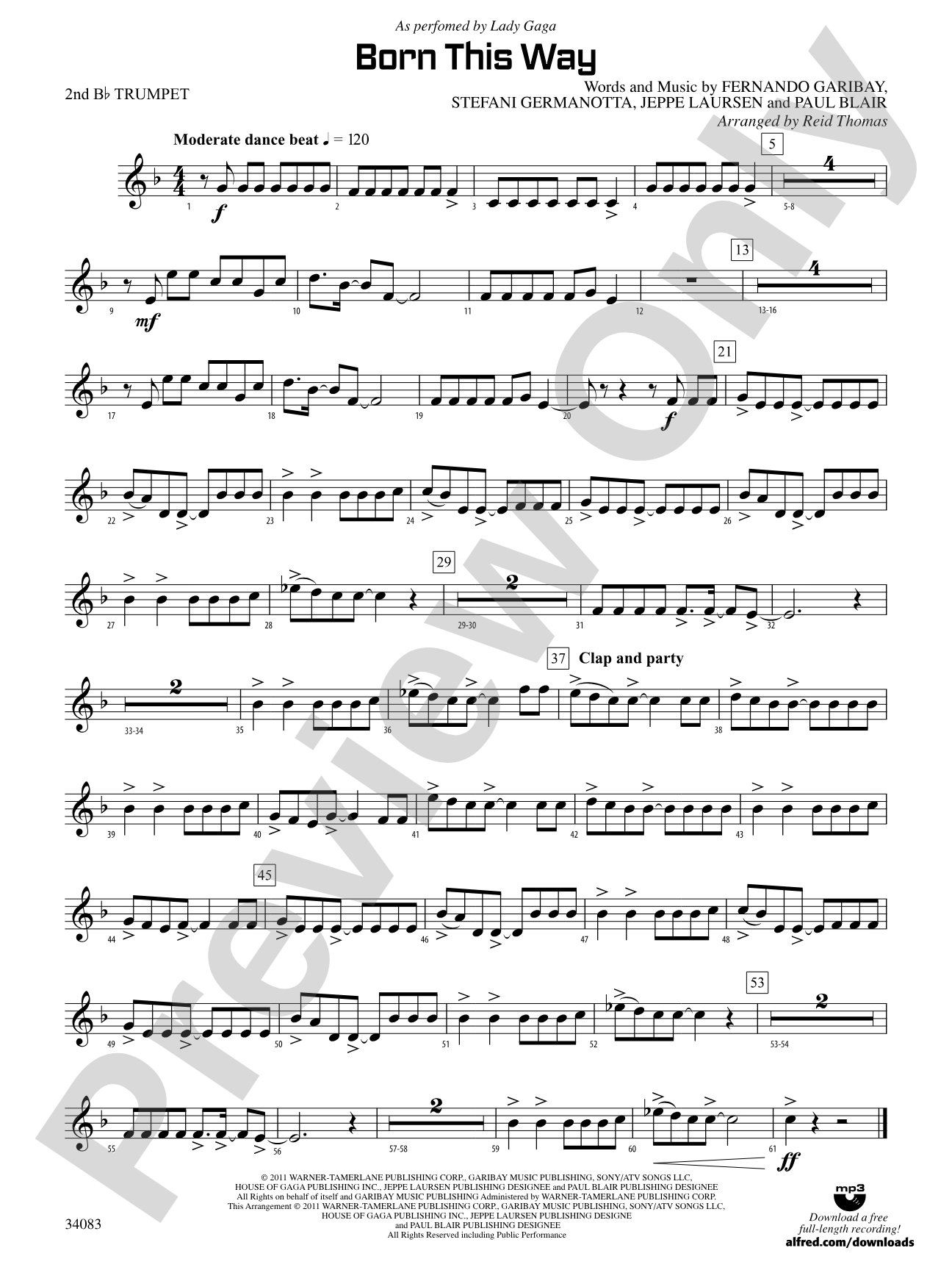 Born This Way: 2nd B-flat Trumpet