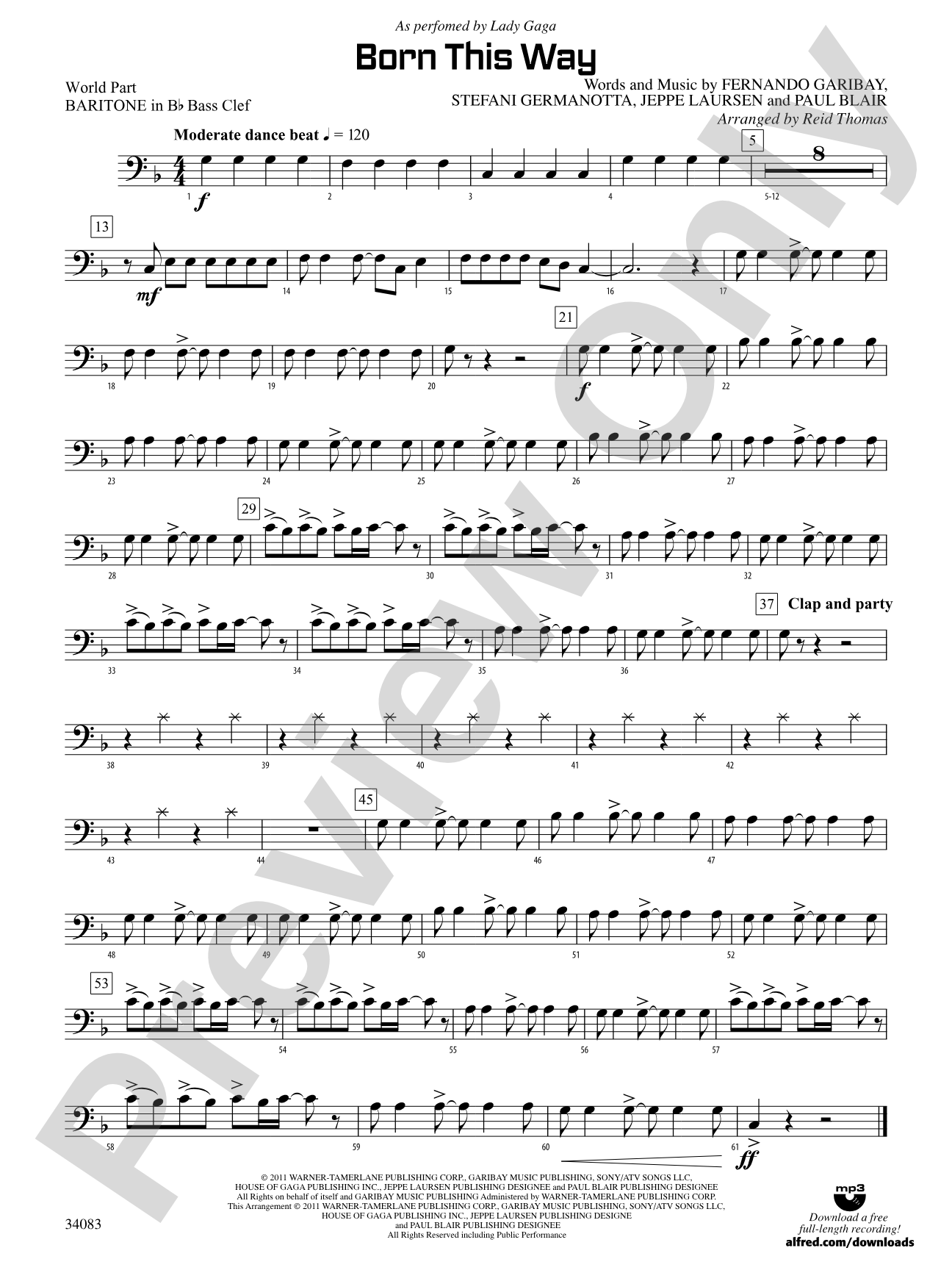 Born This Way: (wp) Bb Baritone B.C. 1