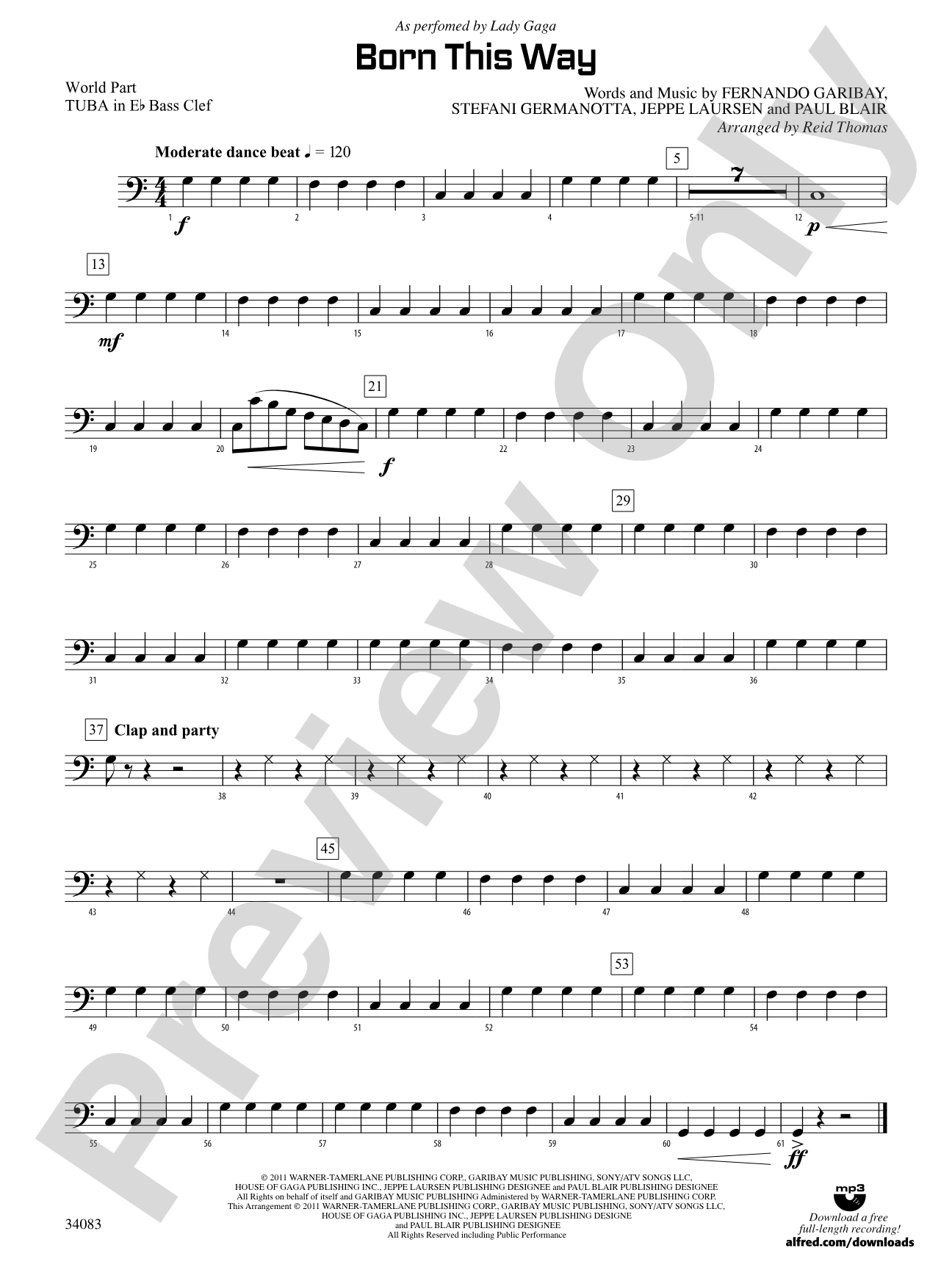 Born This Way: (wp) E-flat Tuba B.C.