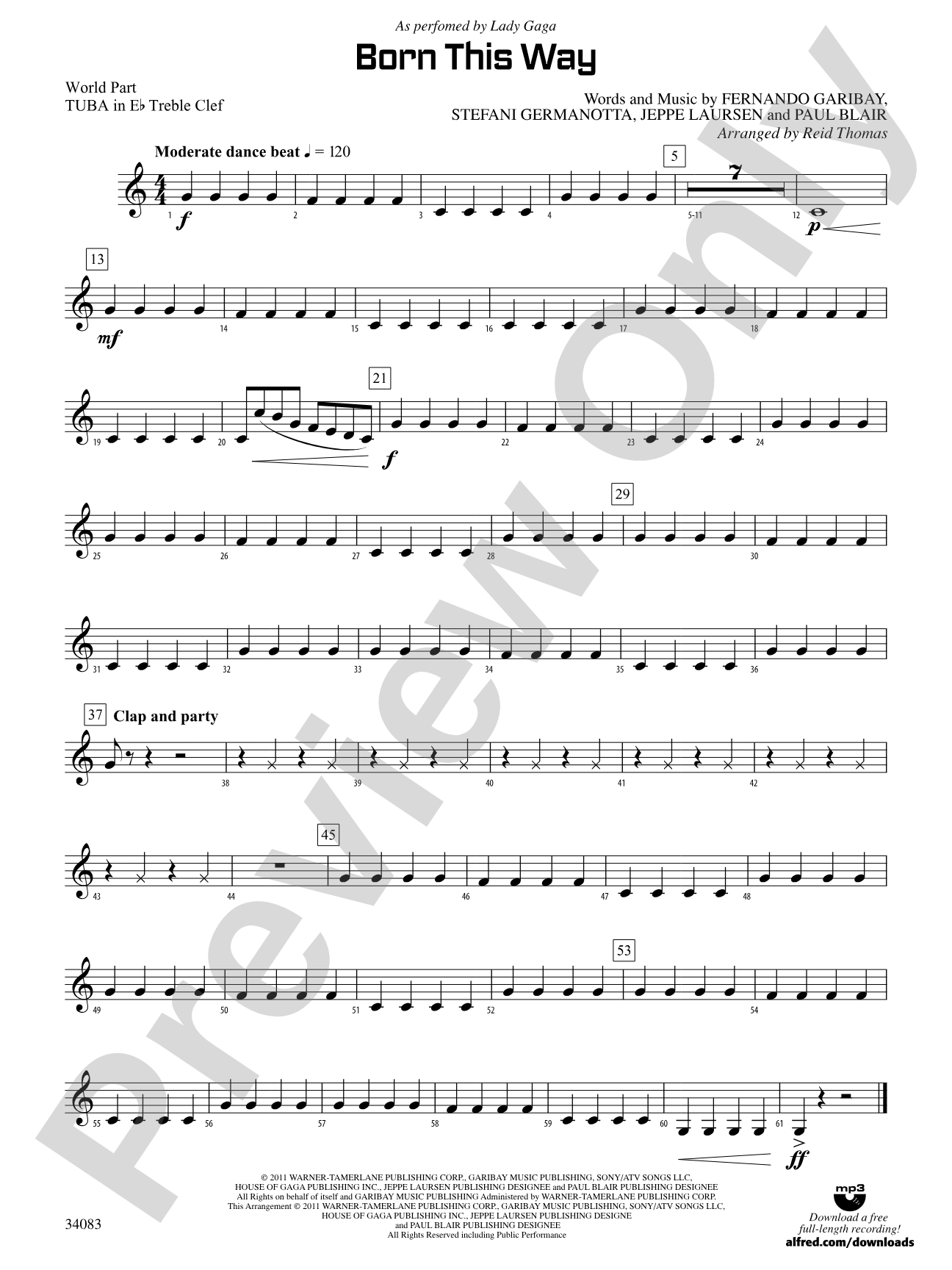 Born This Way: (wp) E-flat Tuba T.C.