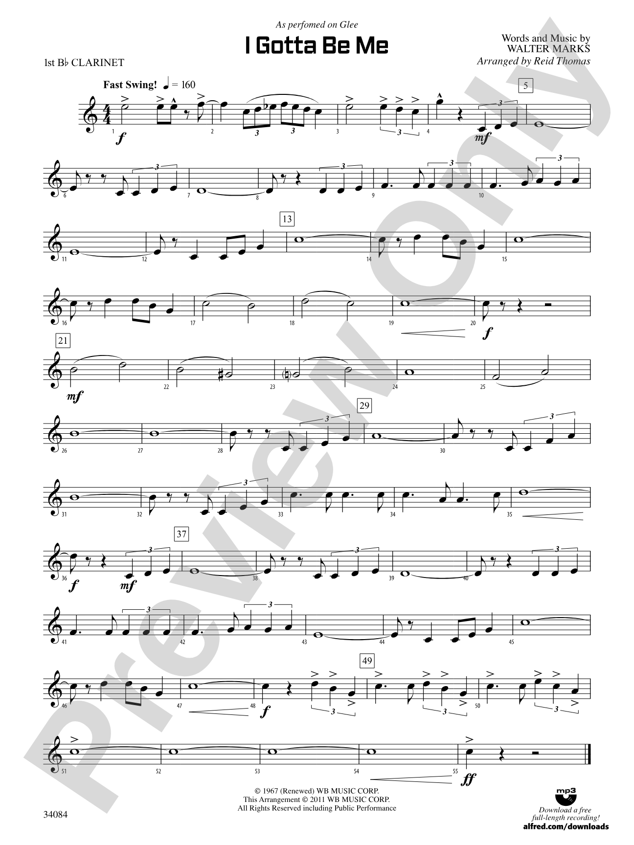 I Gotta Be Me: 1st B-flat Clarinet