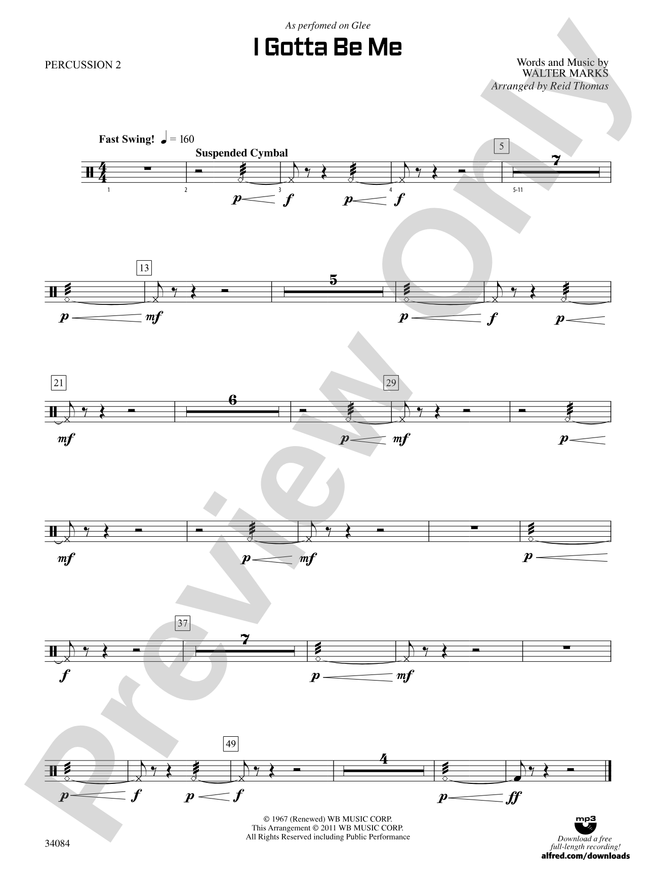 I Gotta Be Me: 2nd Percussion