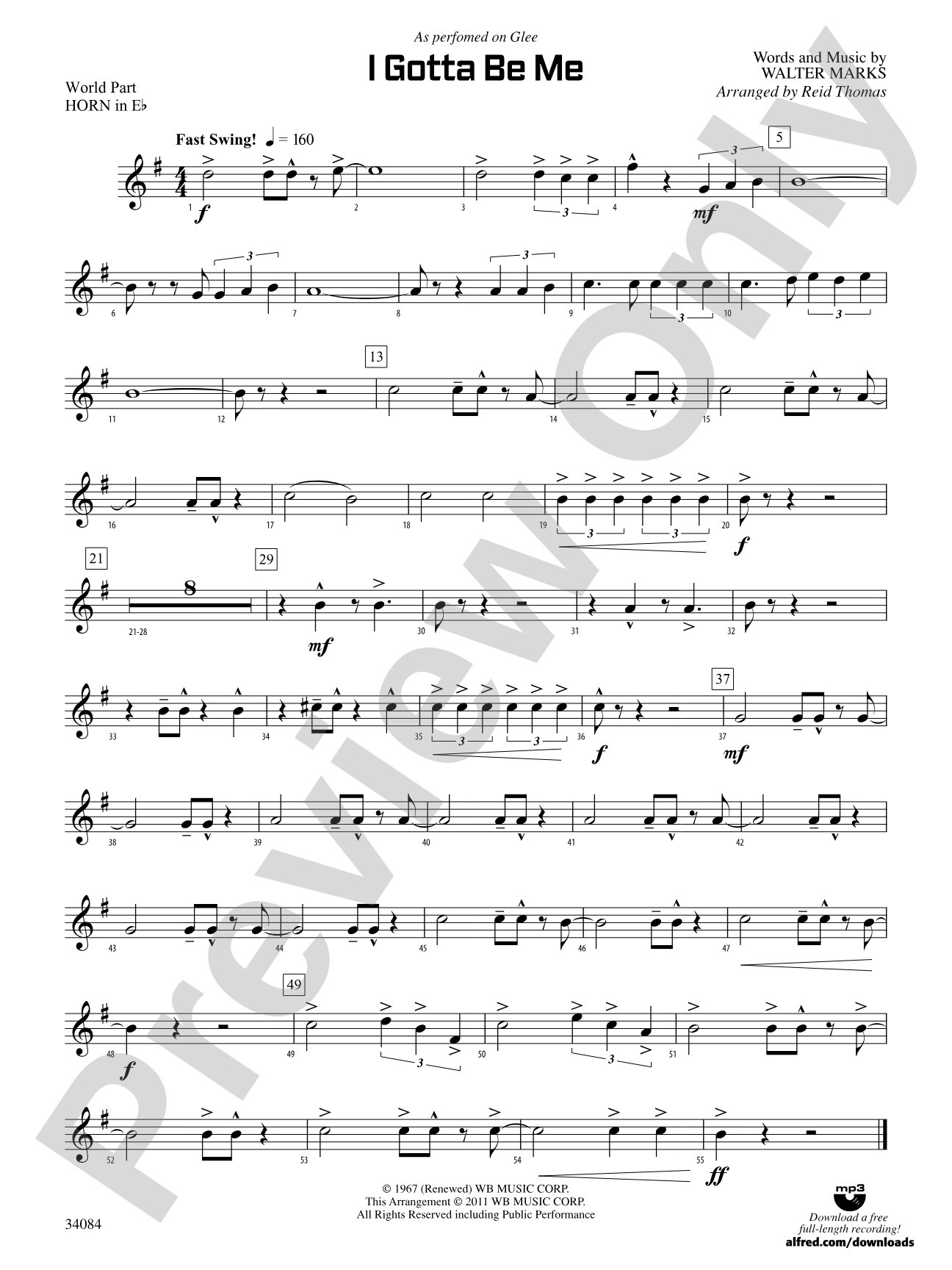 I Gotta Be Me: (wp) 1st Horn in E-flat