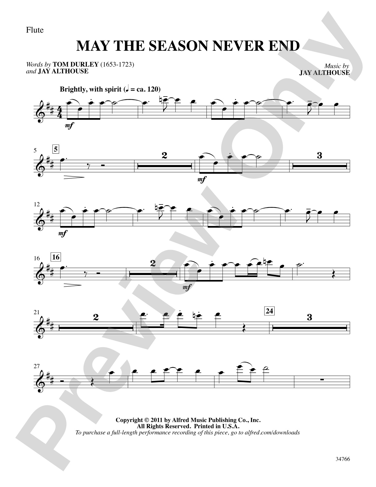 May the Season Never End: Flute: Choral SoundPax