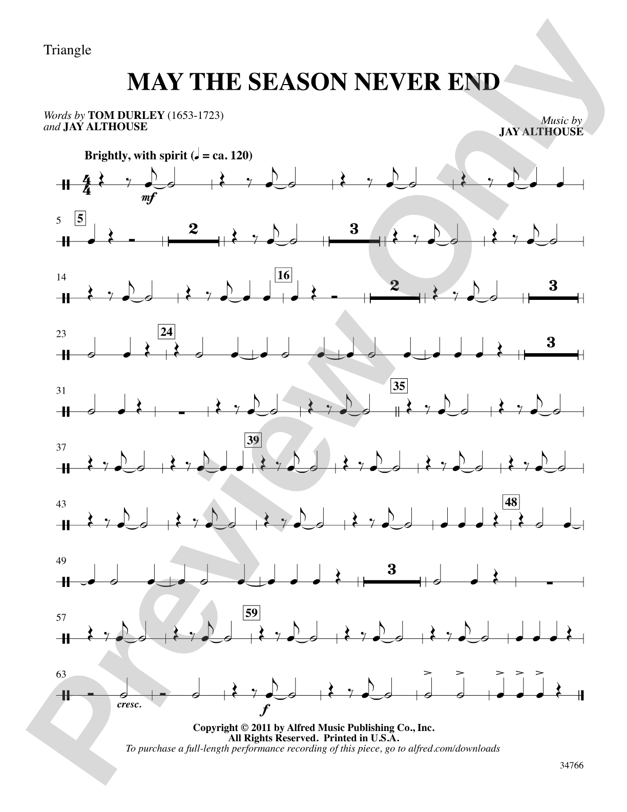May the Season Never End: 1st Percussion: Choral SoundPax