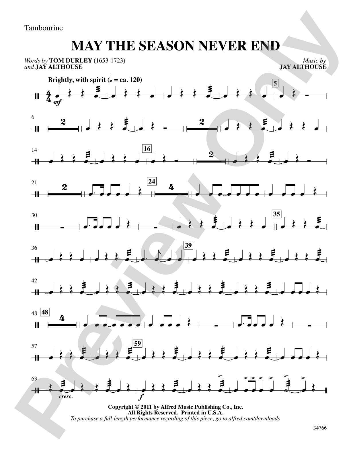 May the Season Never End: 2nd Percussion: Choral SoundPax