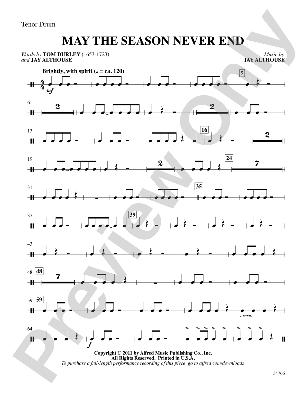 May the Season Never End: 3rd Percussion: Choral SoundPax