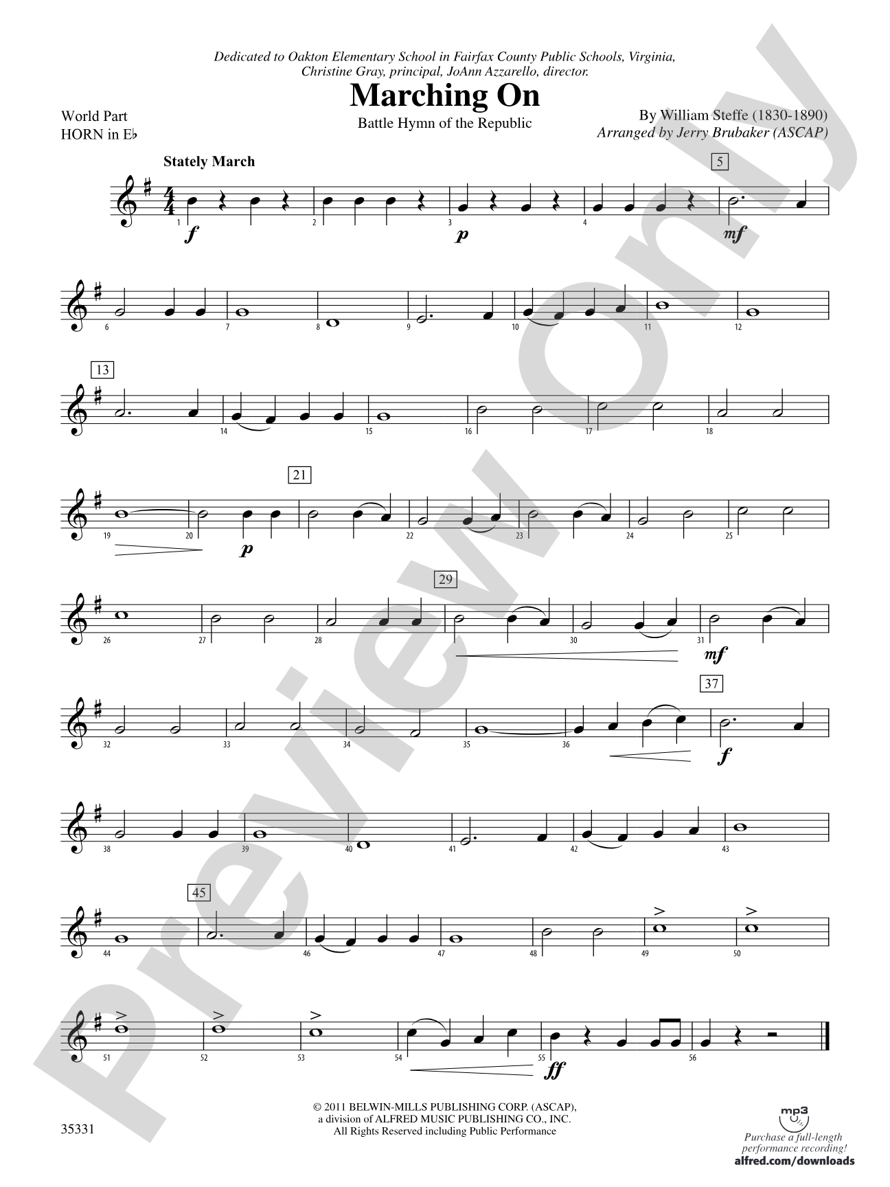 Marching On: (wp) 1st Horn in E-flat