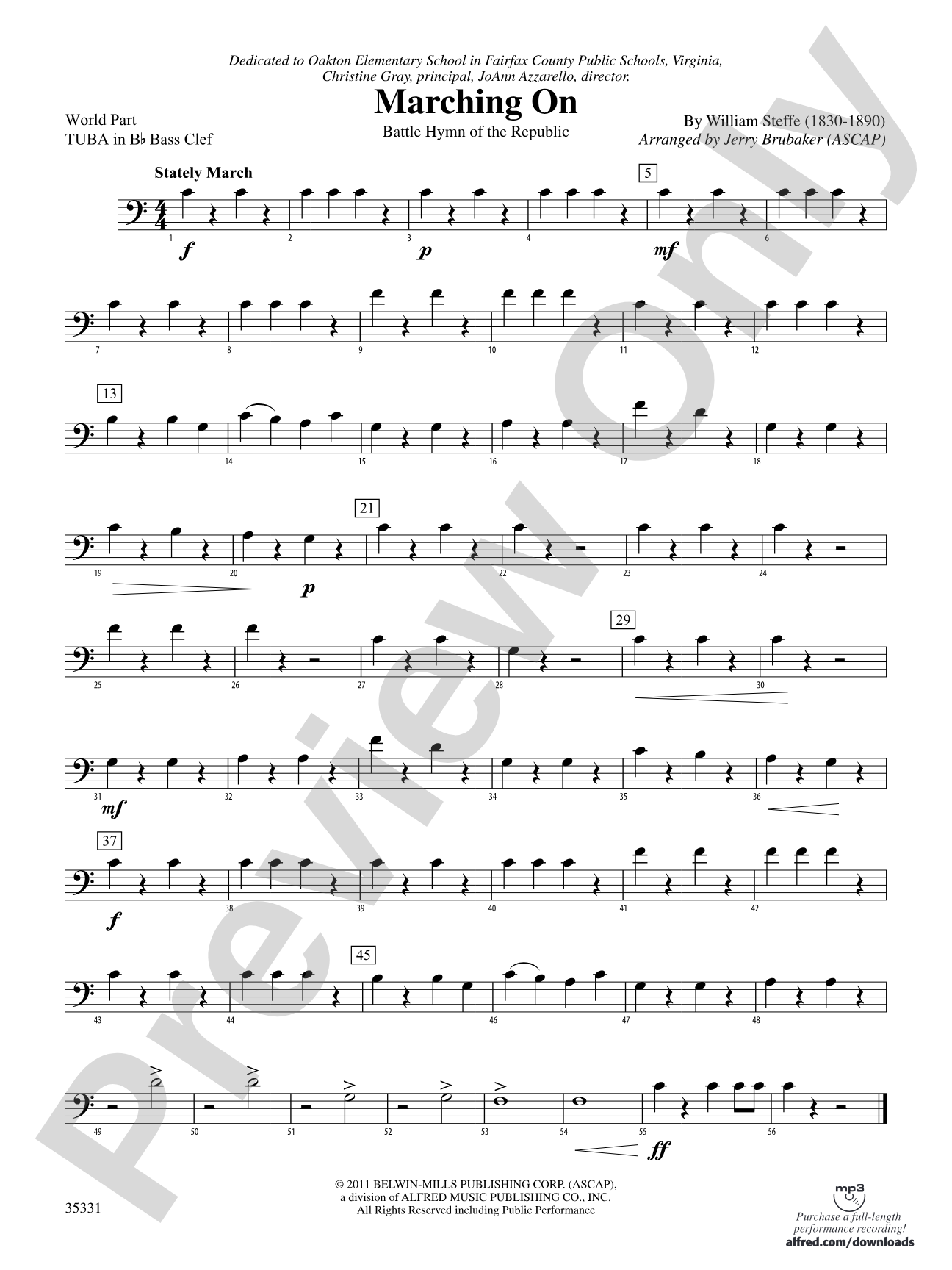 Marching On: (wp) B-flat Tuba B.C.