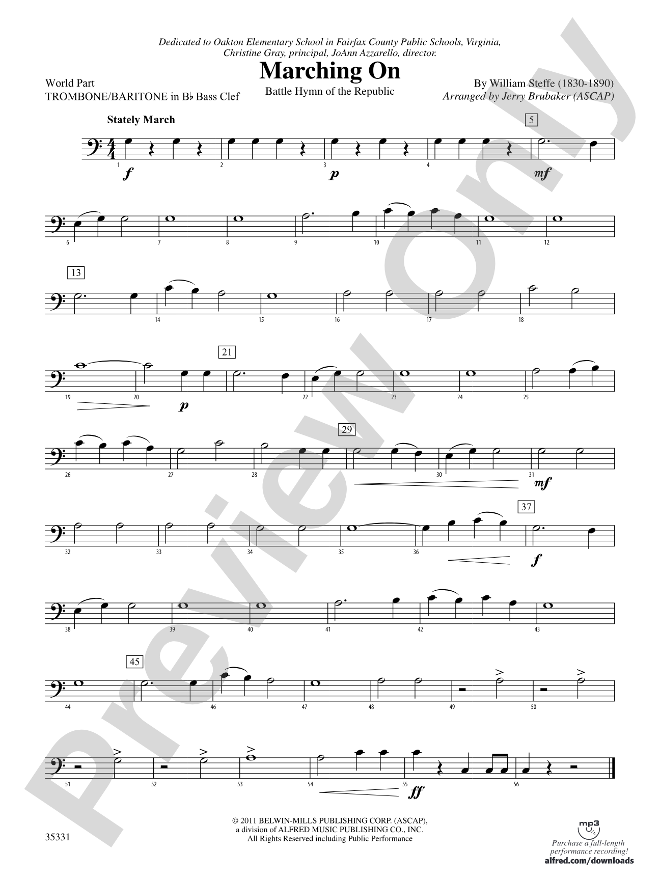 Marching On: (wp) 1st B-flat Trombone B.C.