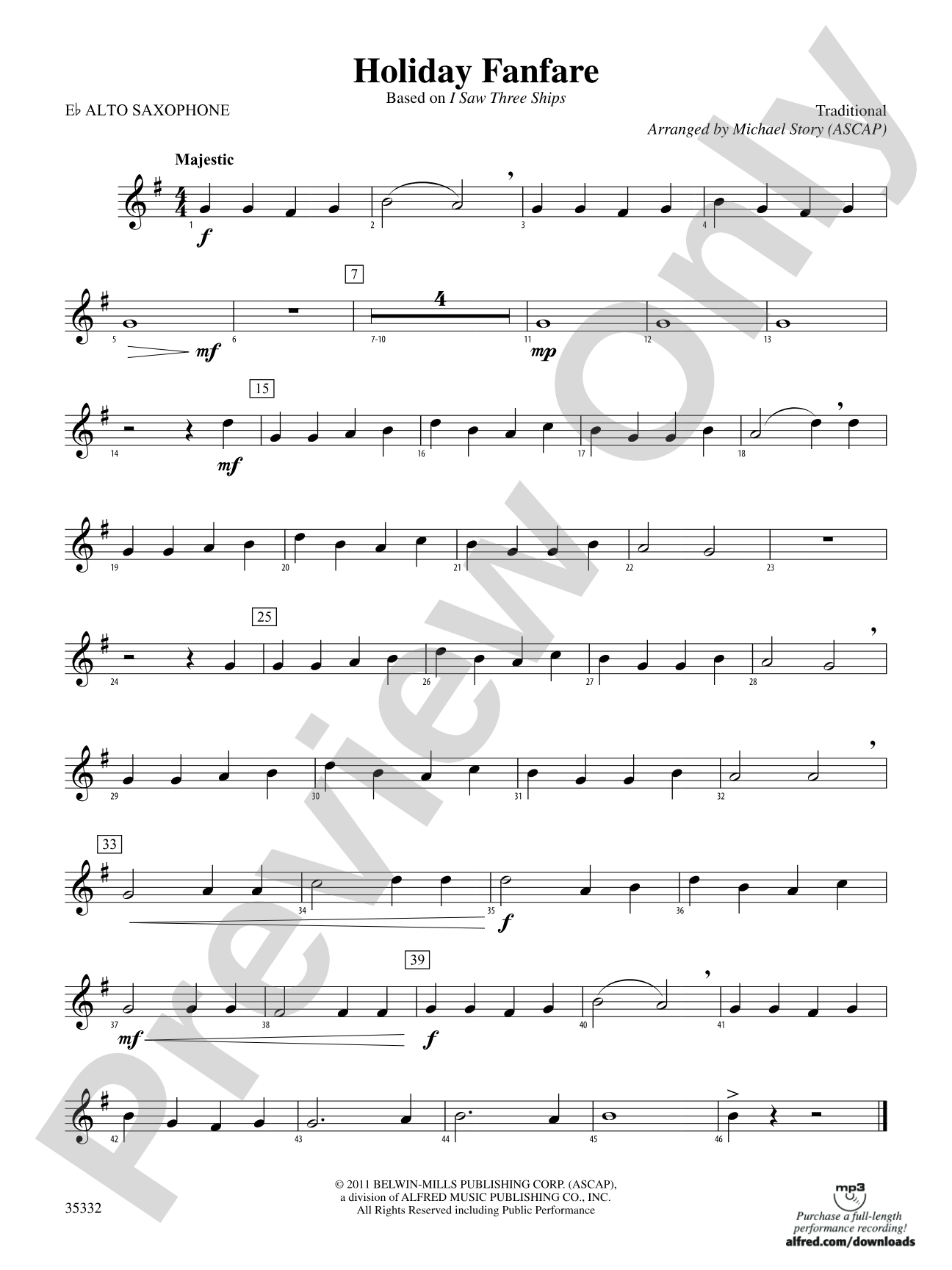 Holiday Fanfare: E-flat Alto Saxophone