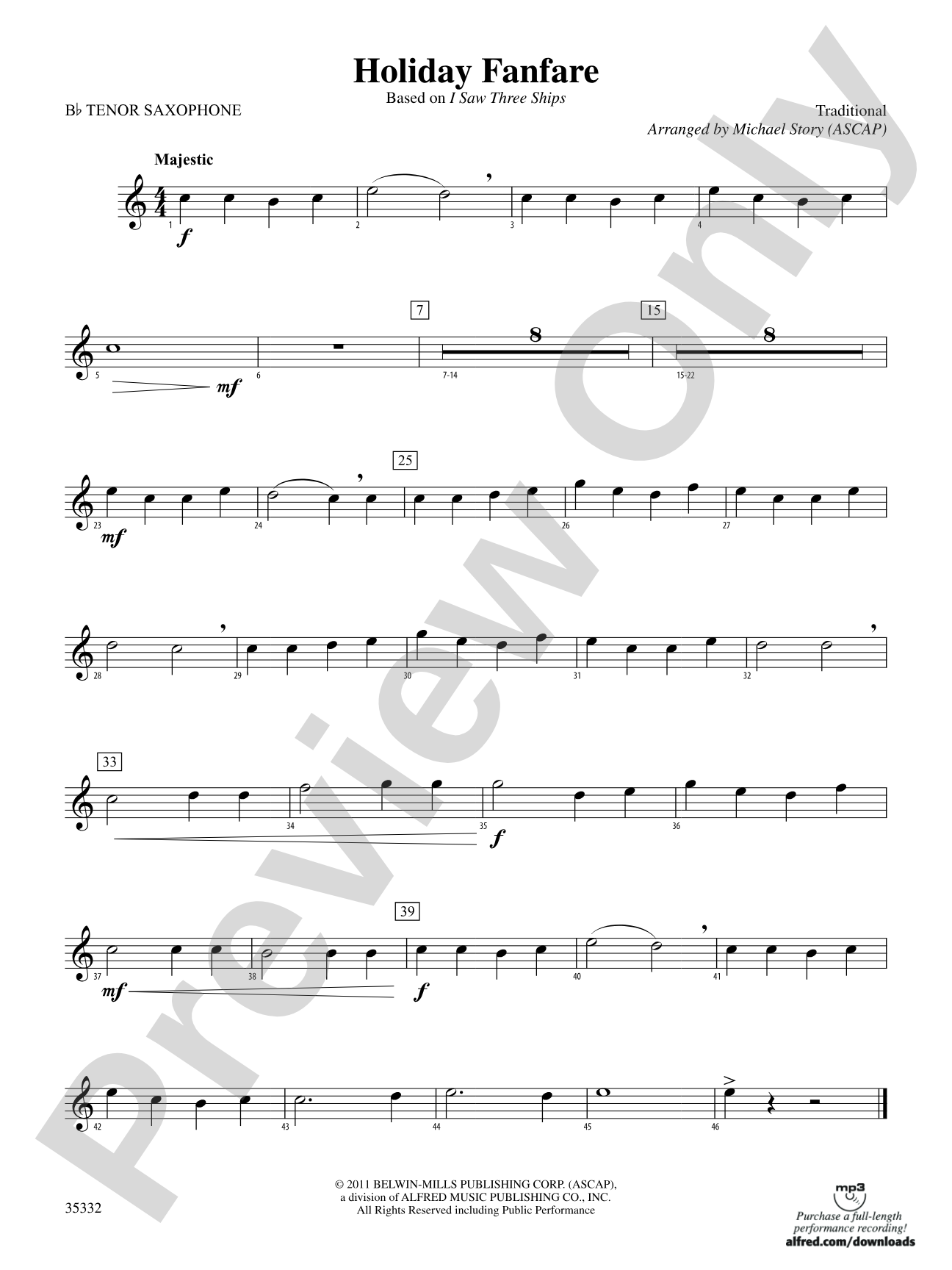 Holiday Fanfare: B-flat Tenor Saxophone