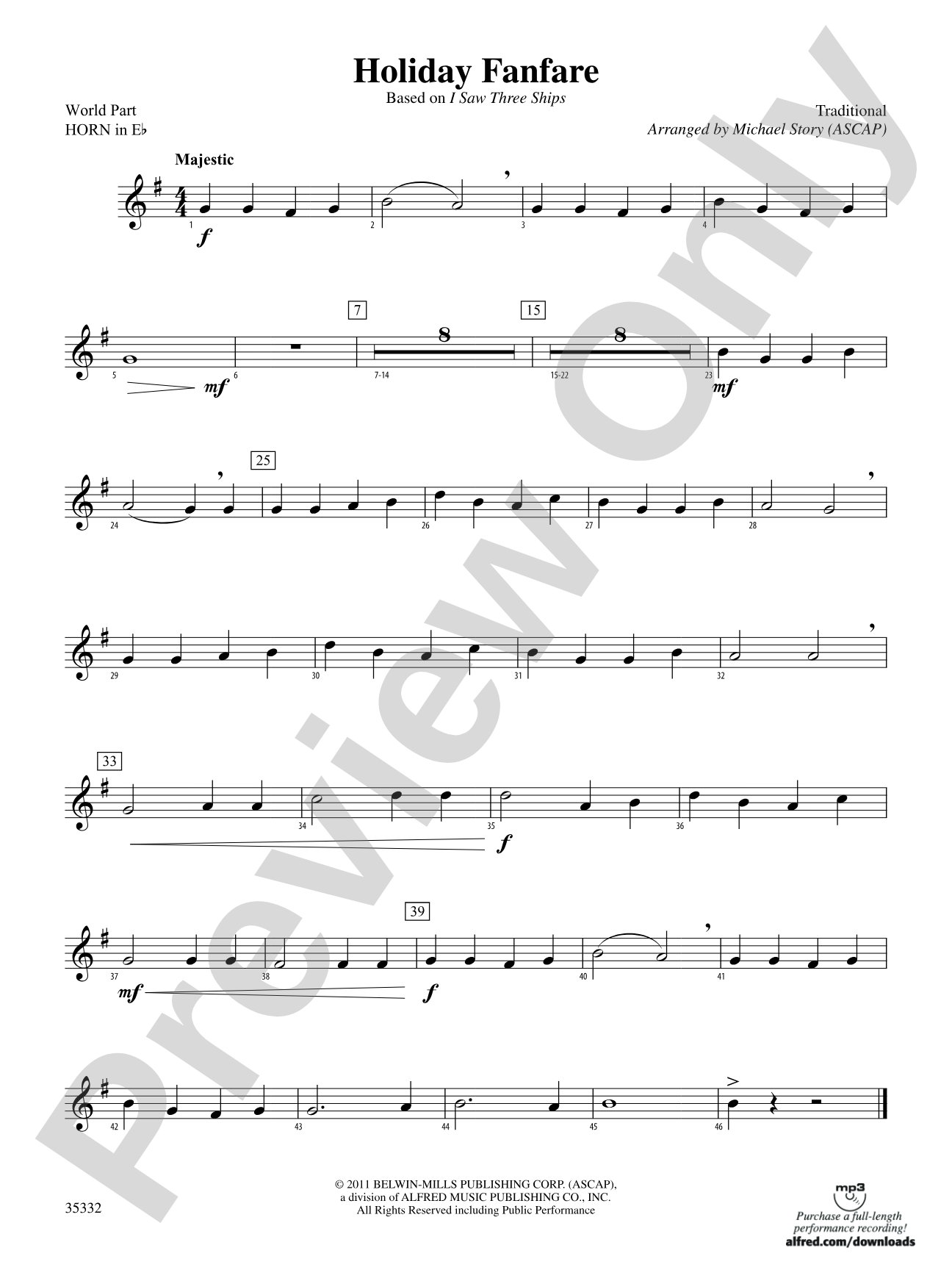 Holiday Fanfare: (wp) 1st Horn in E-flat