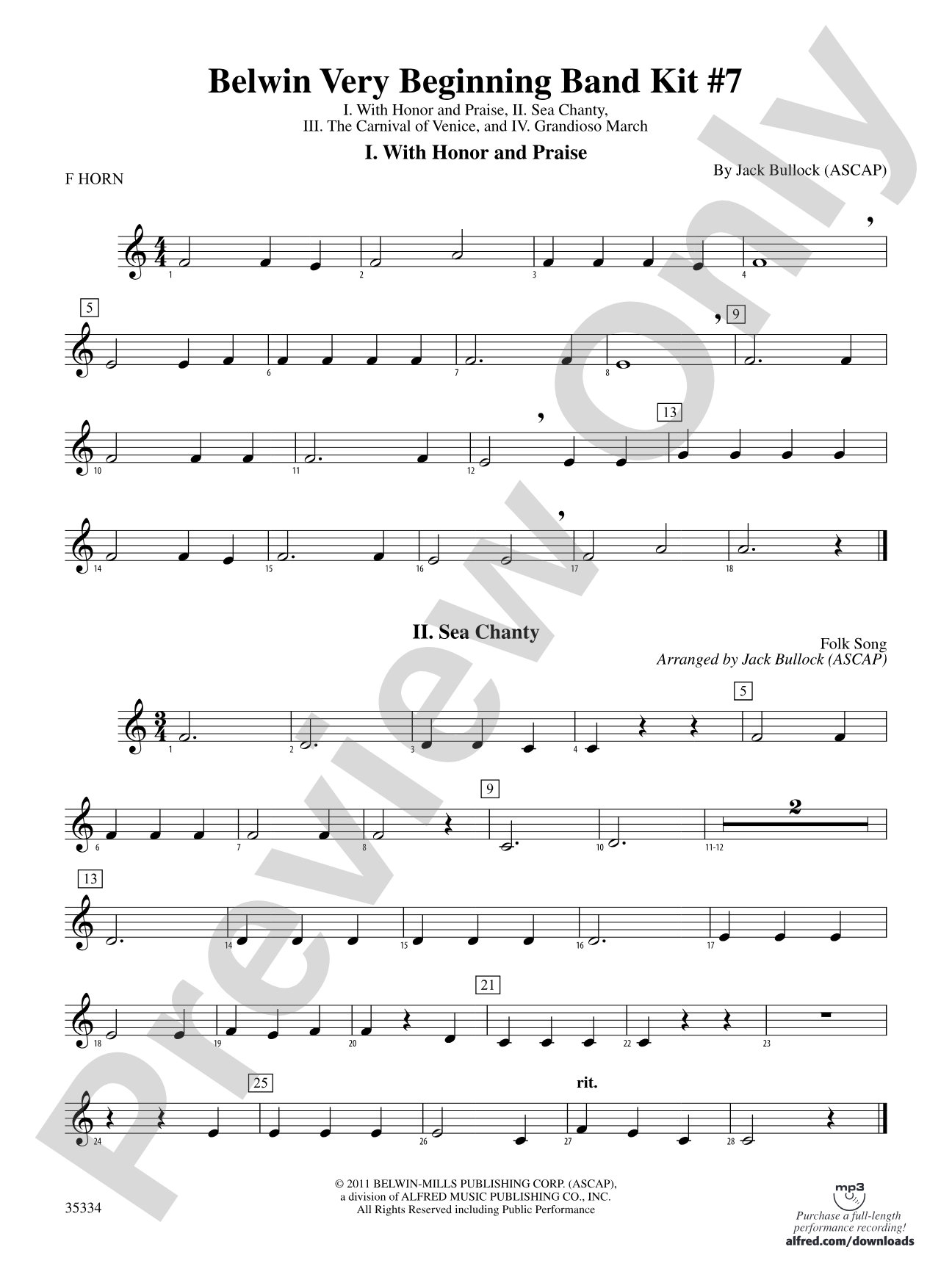 Belwin Very Beginning Band Kit #7: 1st F Horn