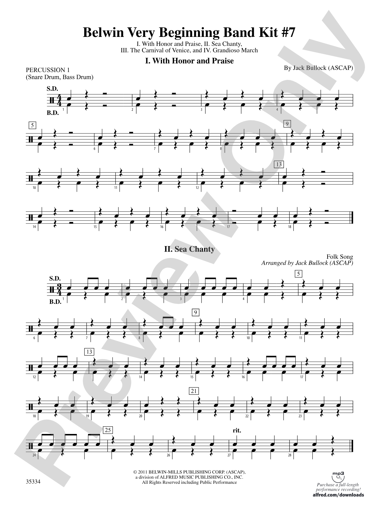 Belwin Very Beginning Band Kit #7: 1st Percussion
