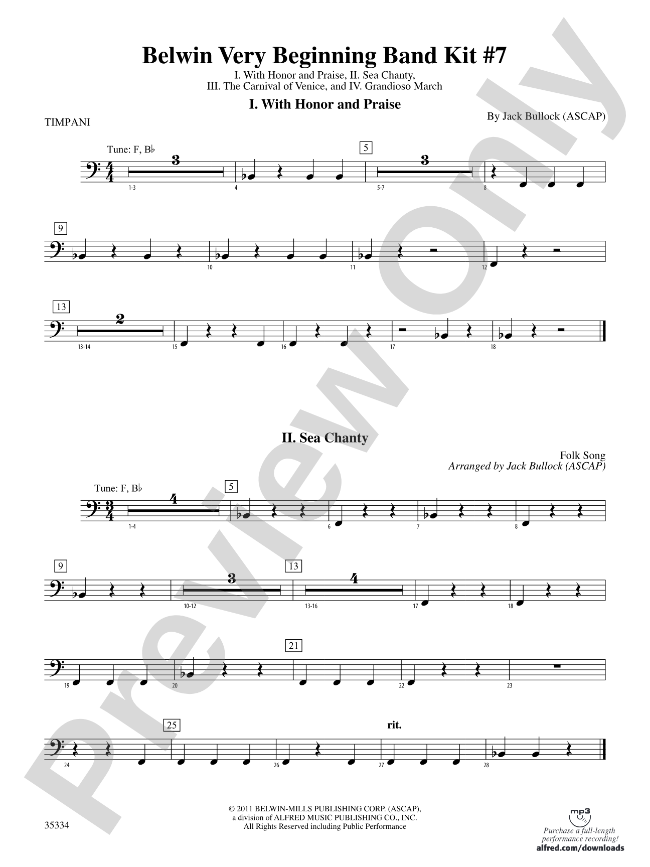 Belwin Very Beginning Band Kit #7: Timpani
