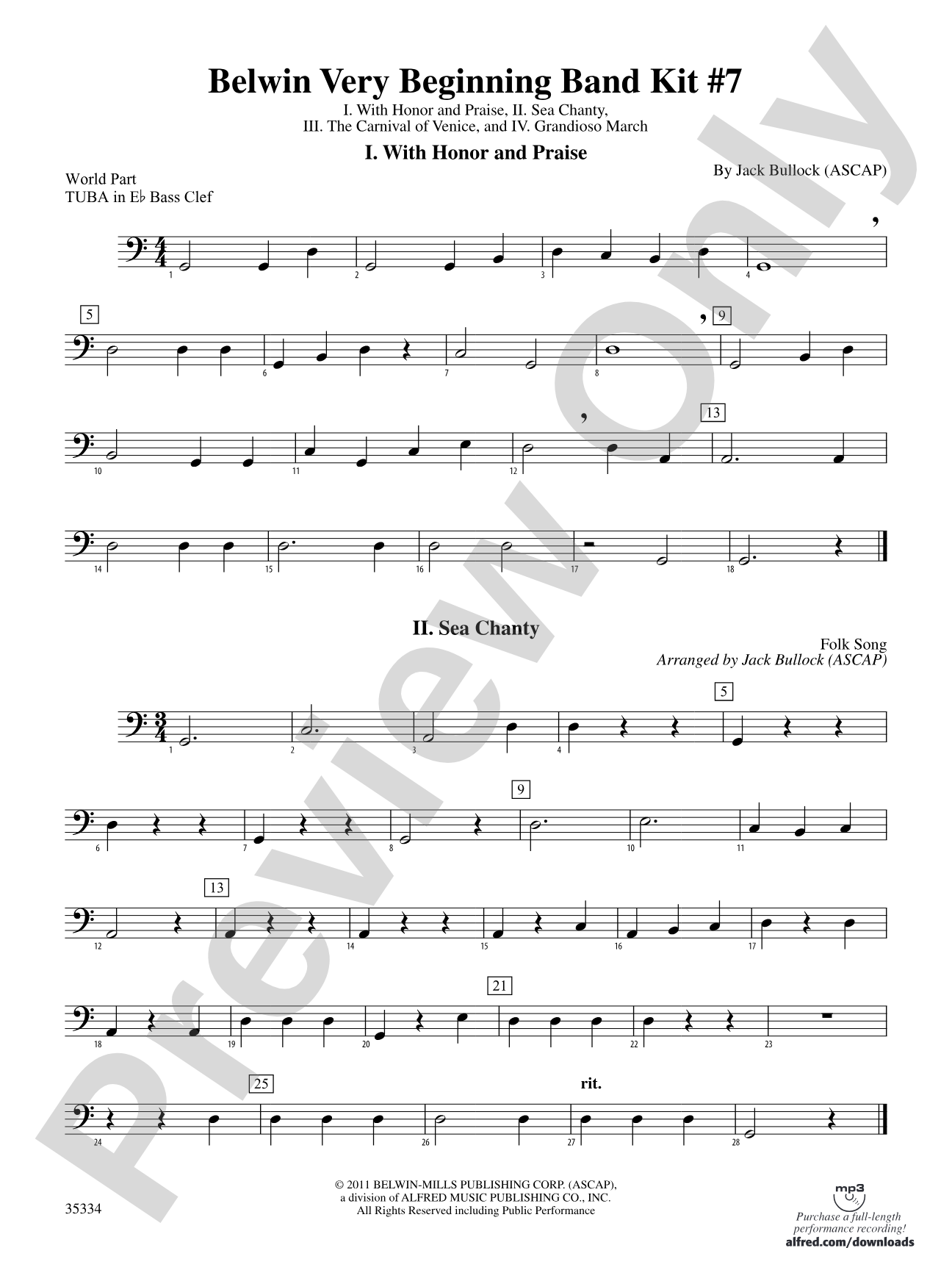 Belwin Very Beginning Band Kit #7: (wp) E-flat Tuba B.C.