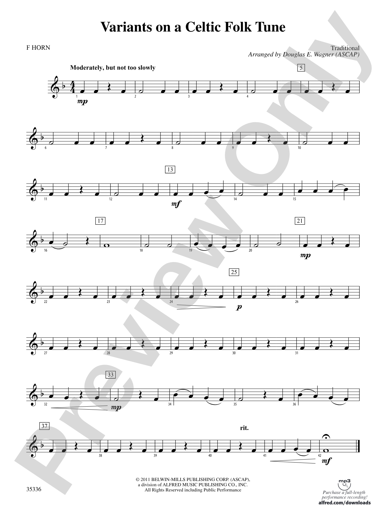Variants on a Celtic Folk Tune: 1st F Horn