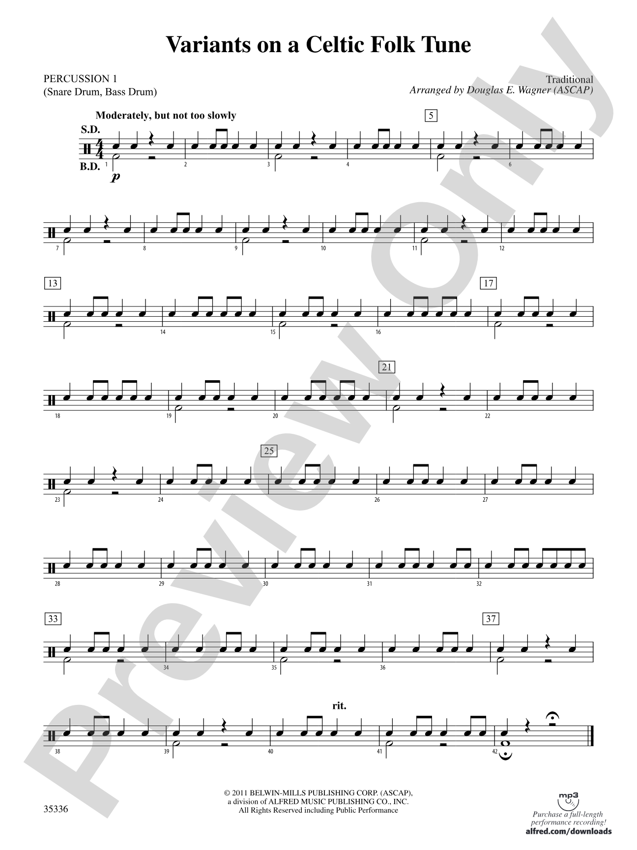 Variants on a Celtic Folk Tune: 1st Percussion