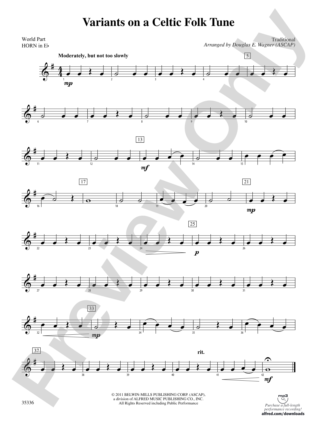 Variants on a Celtic Folk Tune: (wp) 1st Horn in E-flat