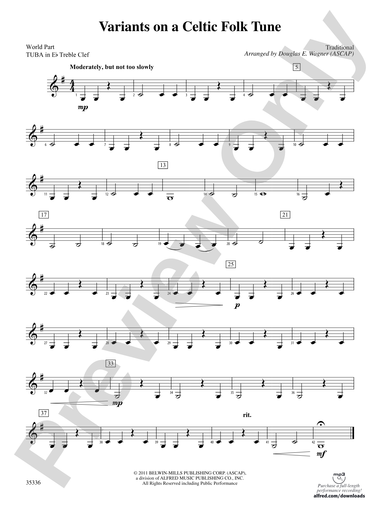 Variants on a Celtic Folk Tune: (wp) E-flat Tuba T.C.