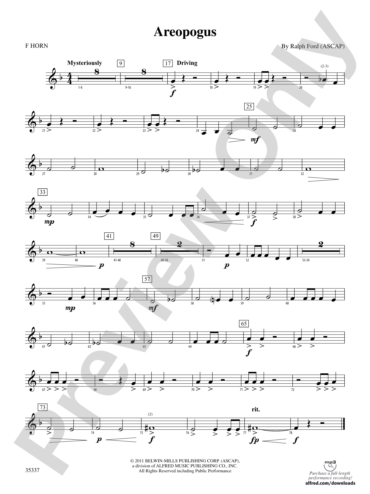 Areopogus: 1st F Horn