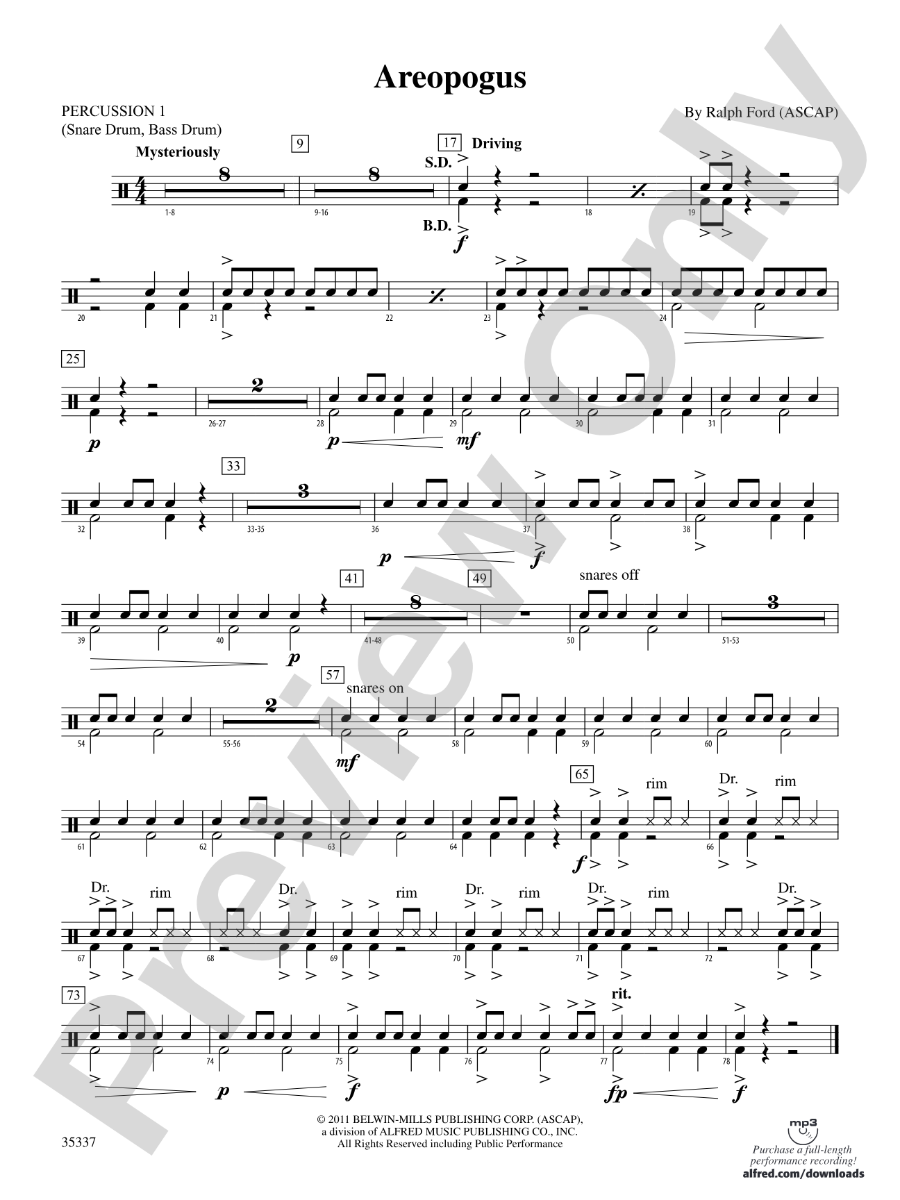 Areopogus: 1st Percussion