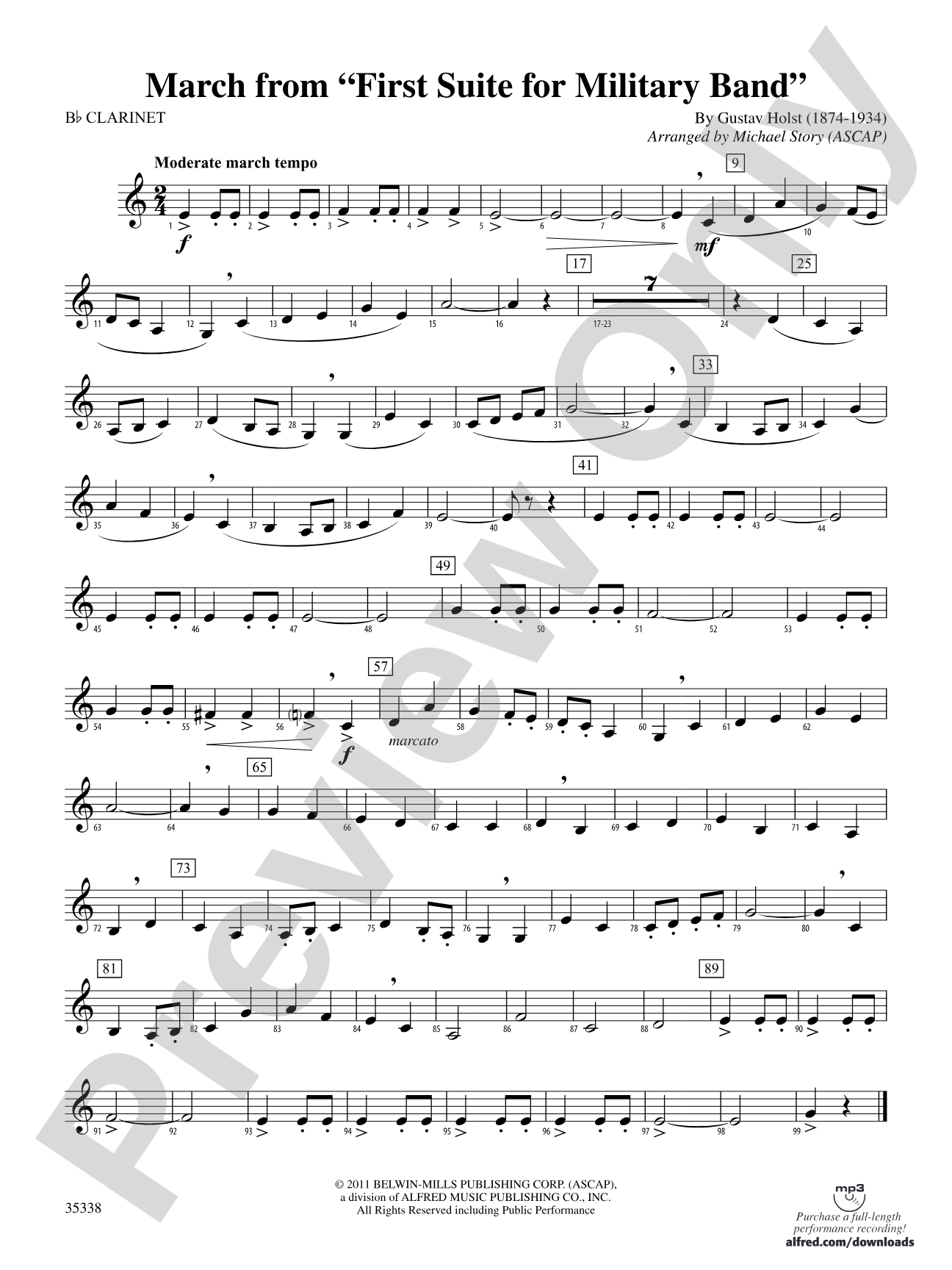 March from First Suite for Military Band: 1st B-flat Clarinet