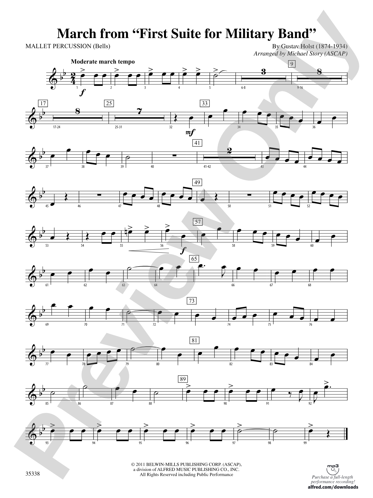 March from First Suite for Military Band: Mallets