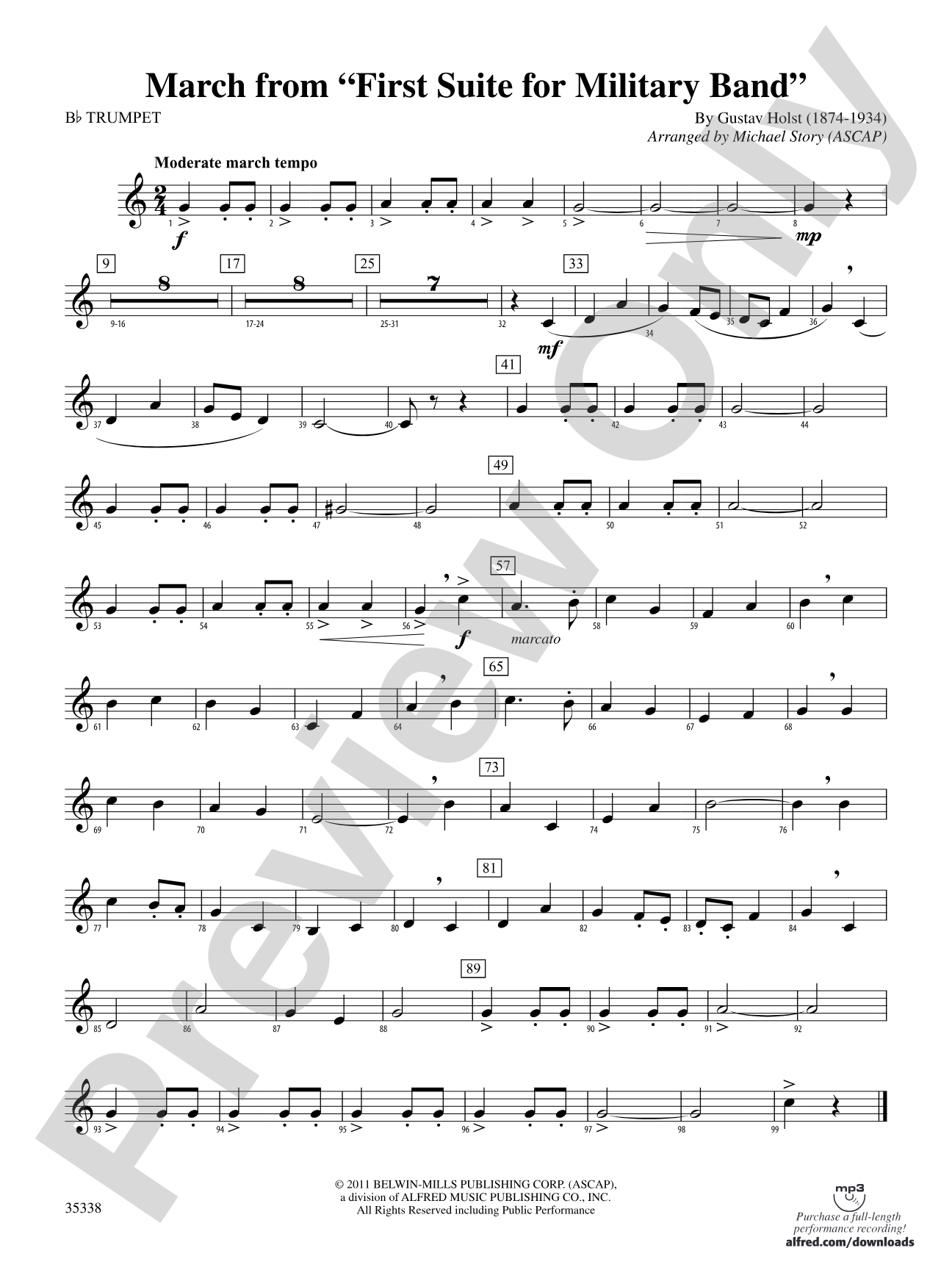 March from First Suite for Military Band: 1st B-flat Trumpet