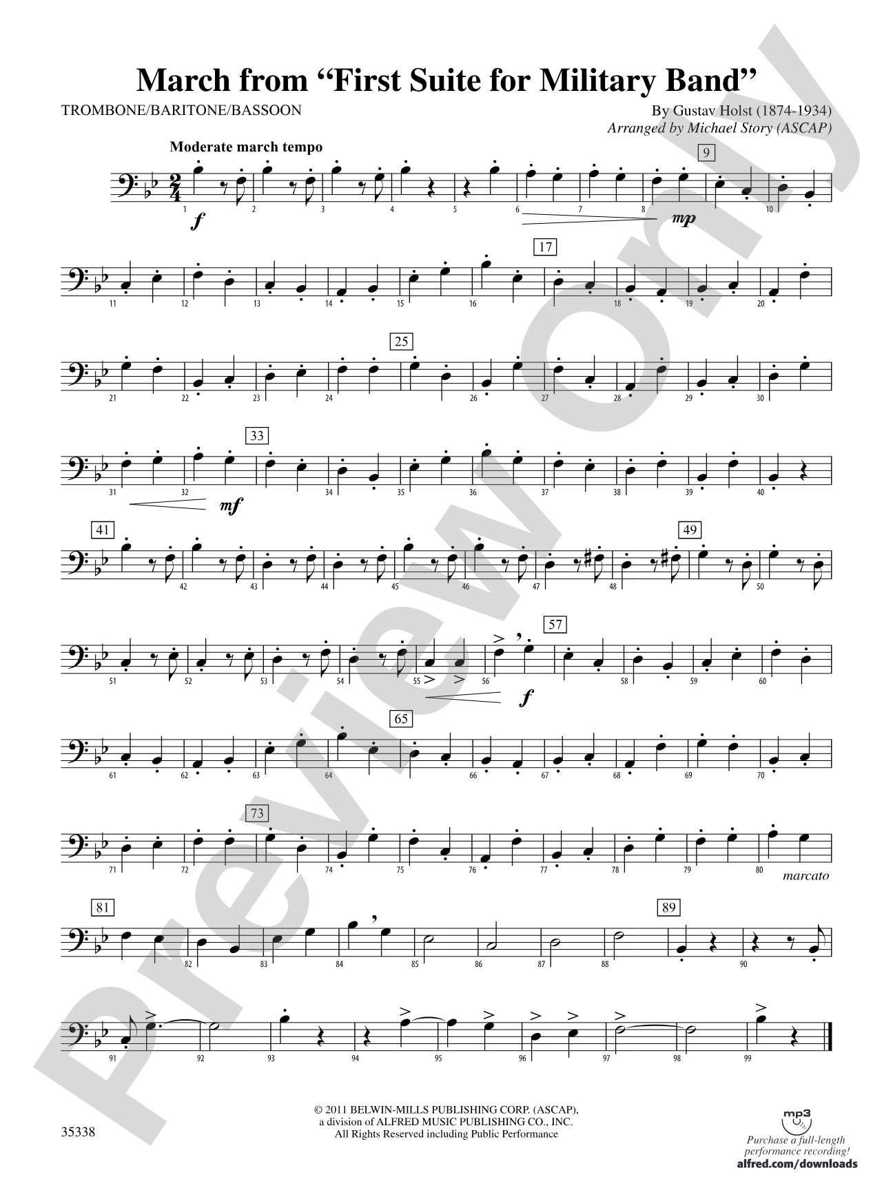 March from First Suite for Military Band: 1st Trombone