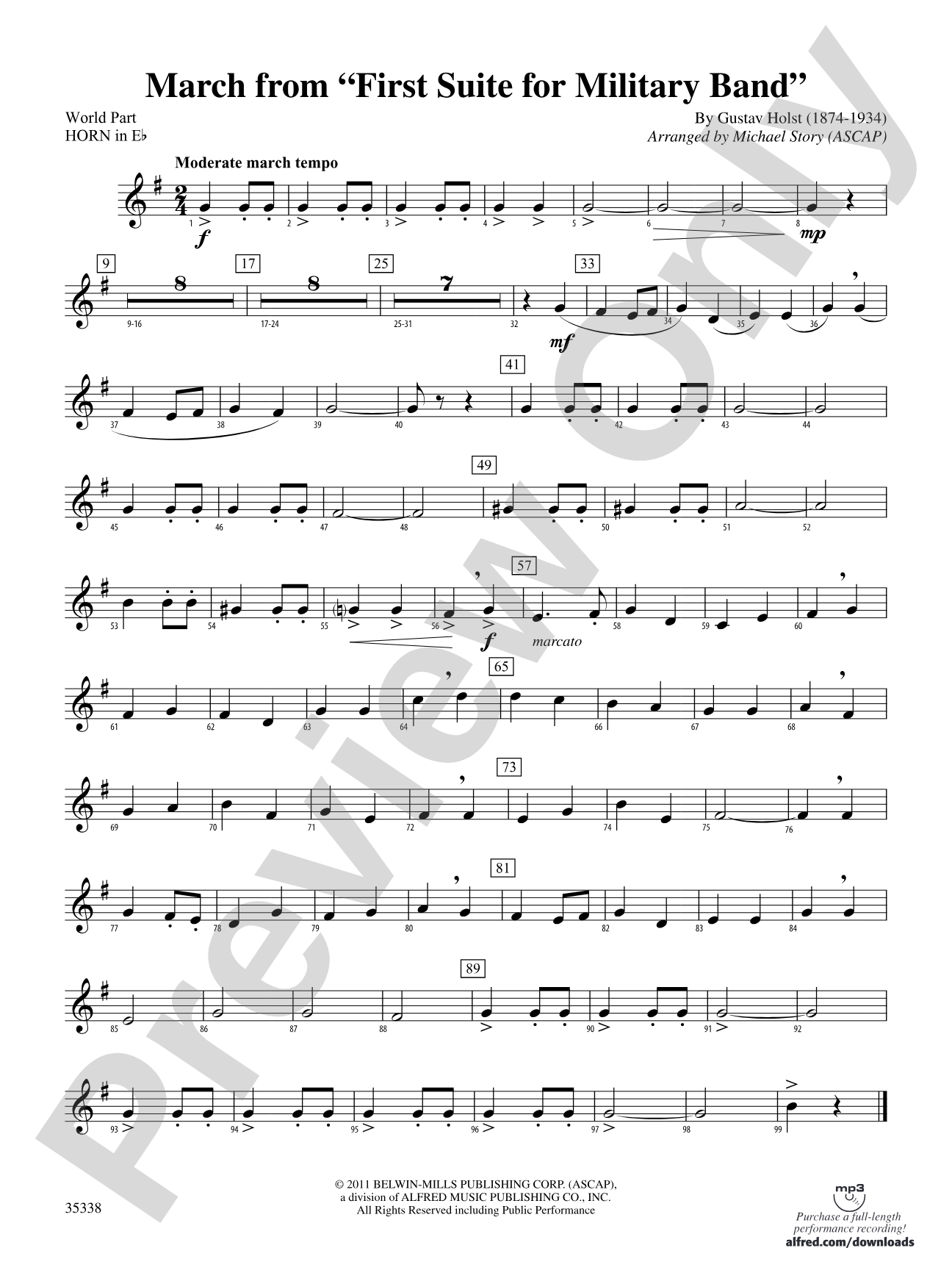 March from First Suite for Military Band: (wp) 1st Horn in E-flat