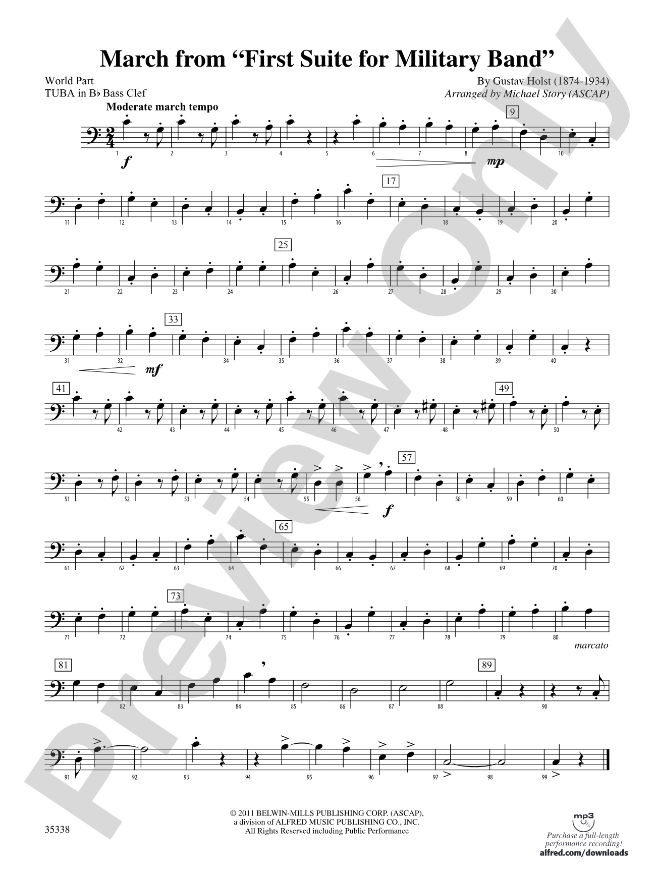 March from First Suite for Military Band: (wp) B-flat Tuba B.C.