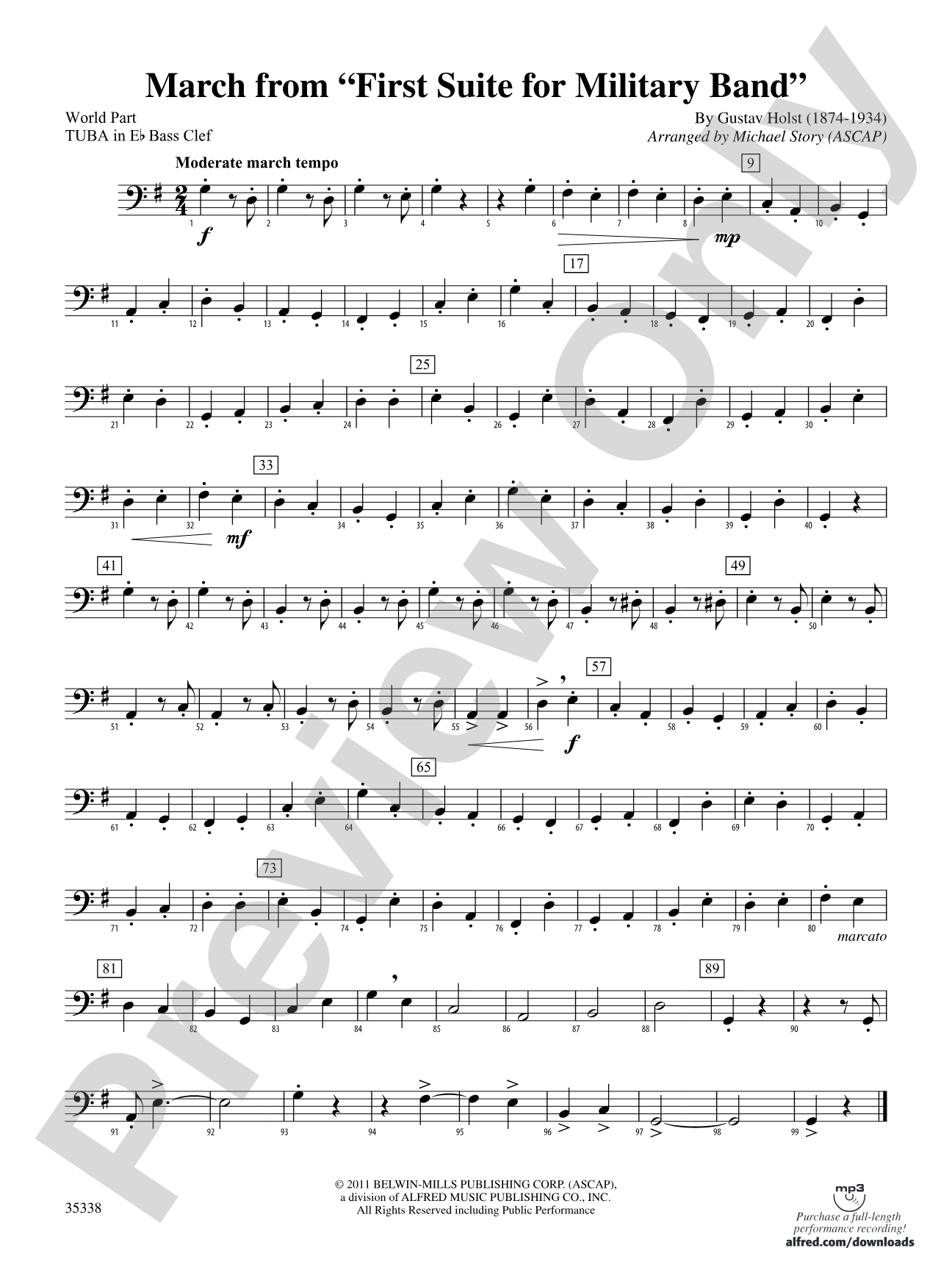 March from First Suite for Military Band: (wp) E-flat Tuba B.C.
